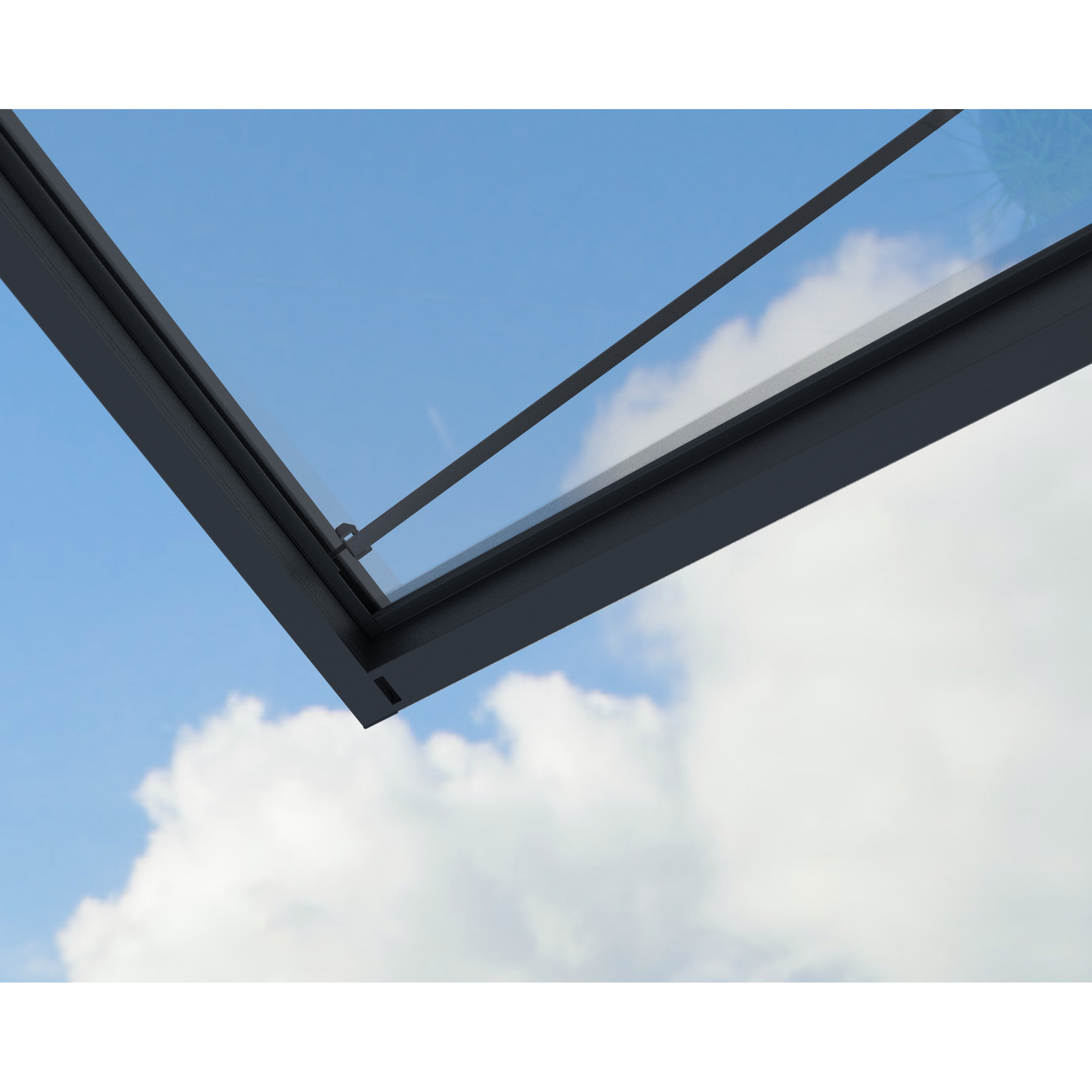 Voir la diapositive 5 : PALRAM Marquise 140 x 286 cm Anthracite/Transparent - SOPHIA XL 3000