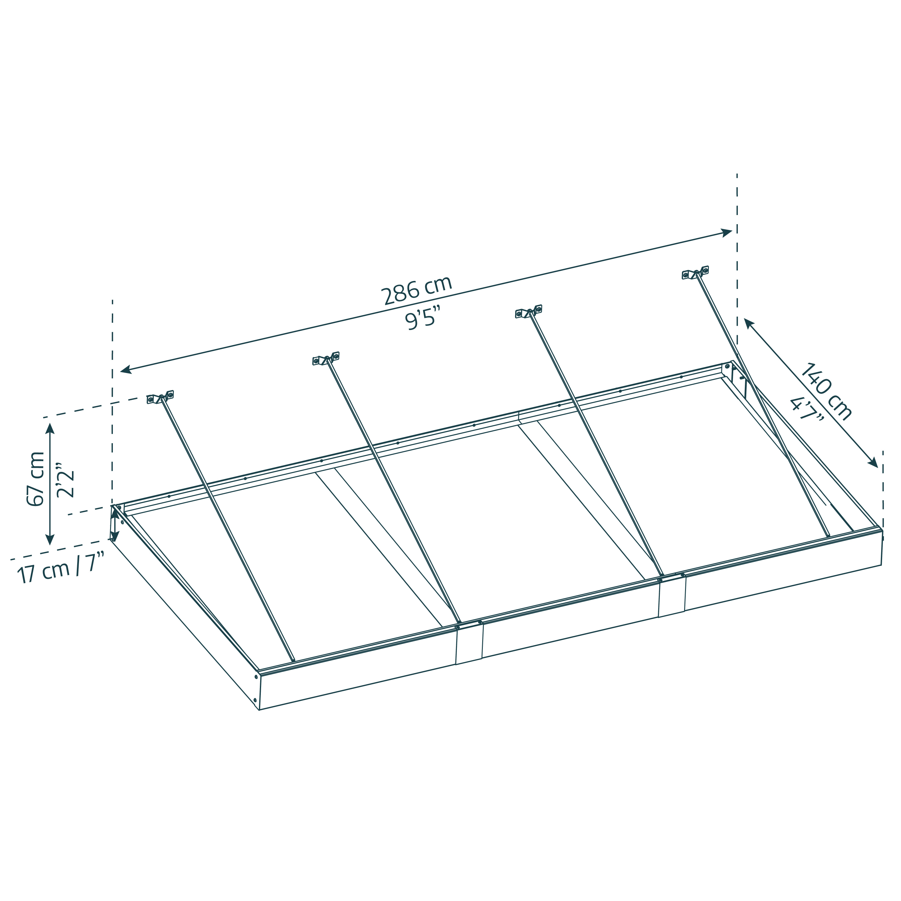 Voir la diapositive 7 : PALRAM Marquise 140 x 286 cm Anthracite/Transparent - SOPHIA XL 3000
