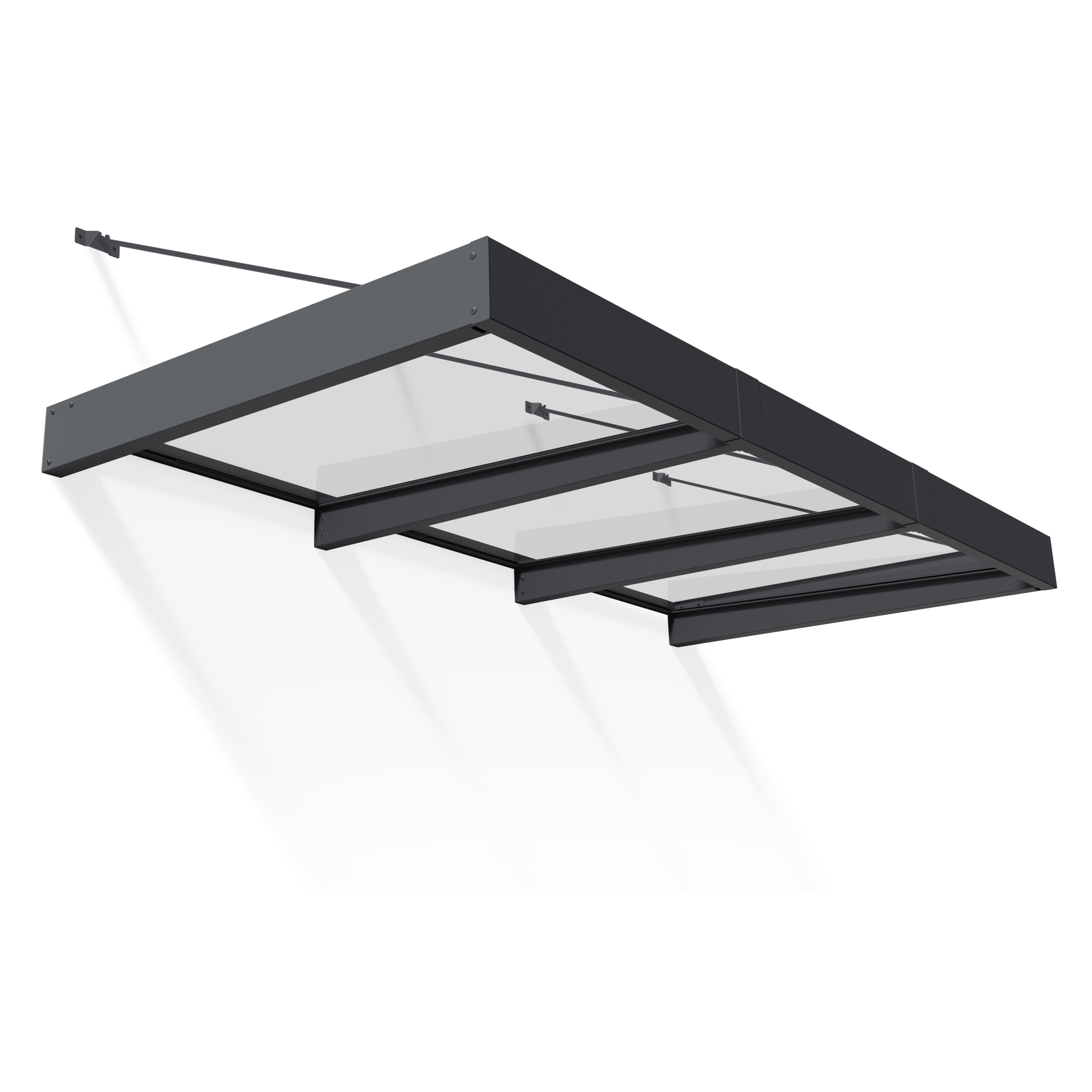 Voir la diapositive 8 : PALRAM Marquise 140 x 286 cm Anthracite/Transparent - SOPHIA XL 3000
