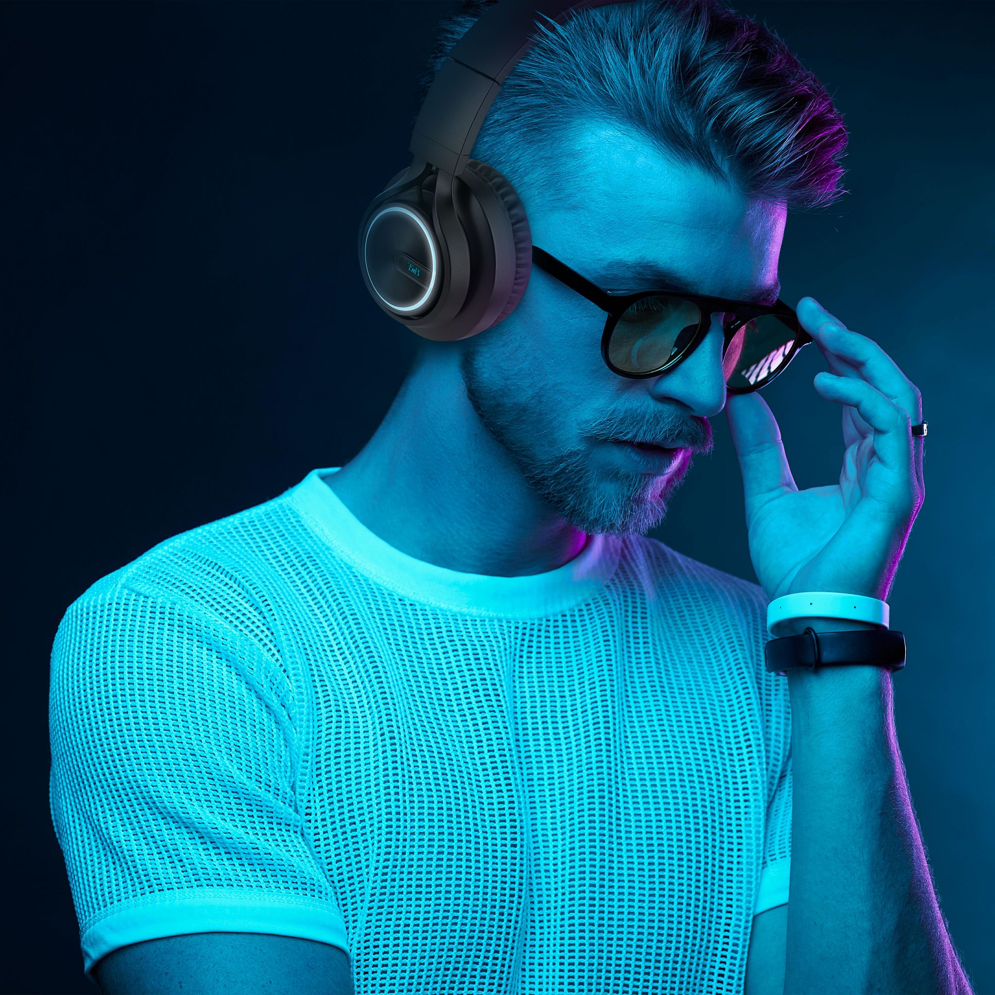 Voir la diapositive 5 : TNB Casque Bluetooth AIR LIGHT LED - Noir