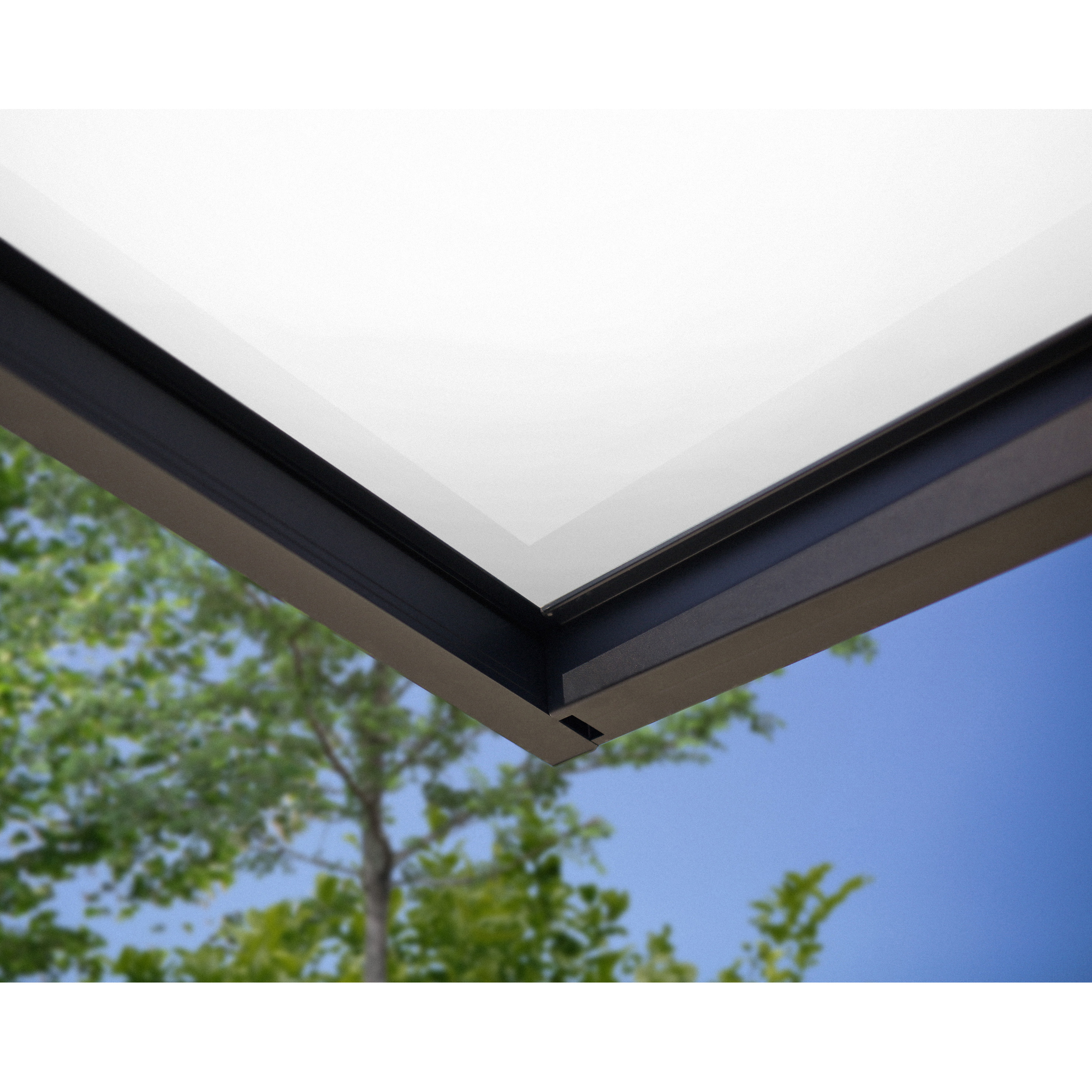 Voir la diapositive 2 : PALRAM Marquise 95 x 160 cm Anthracite/Blanc translucide - SOPHIA 1600