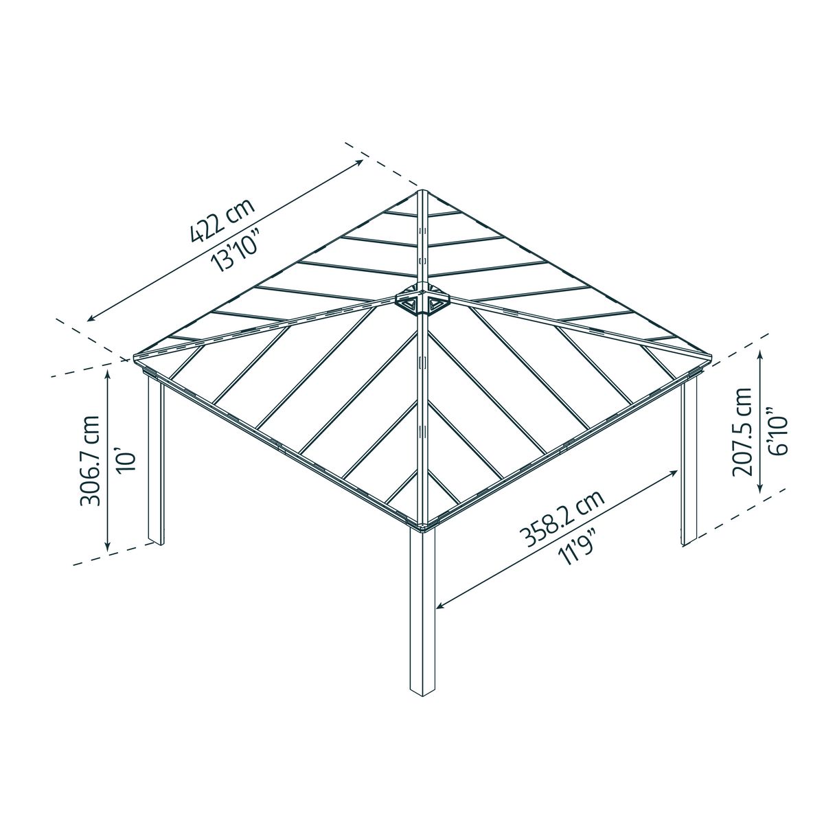 PALRAM Carport alu 2 voitures Anthracite 17,8 m² - COLORADO