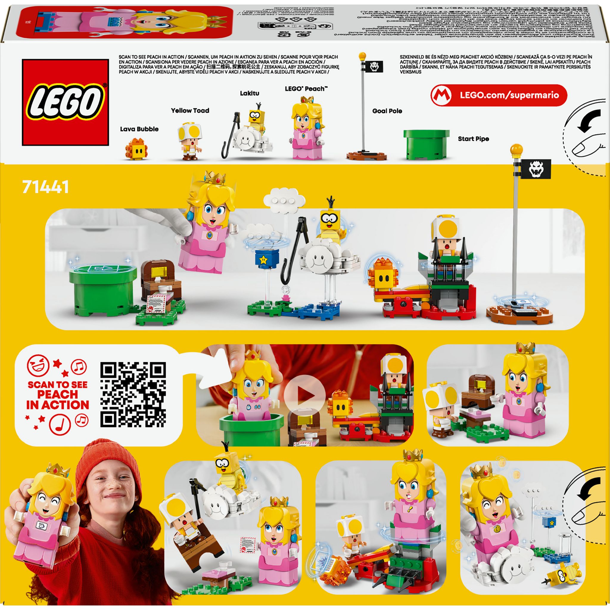 Voir la diapositive 3 : LEGO Super Mario 71441 -  Les Aventures de LEGO Peach Interactive - Set de Princesse - Avec Toad Jaune