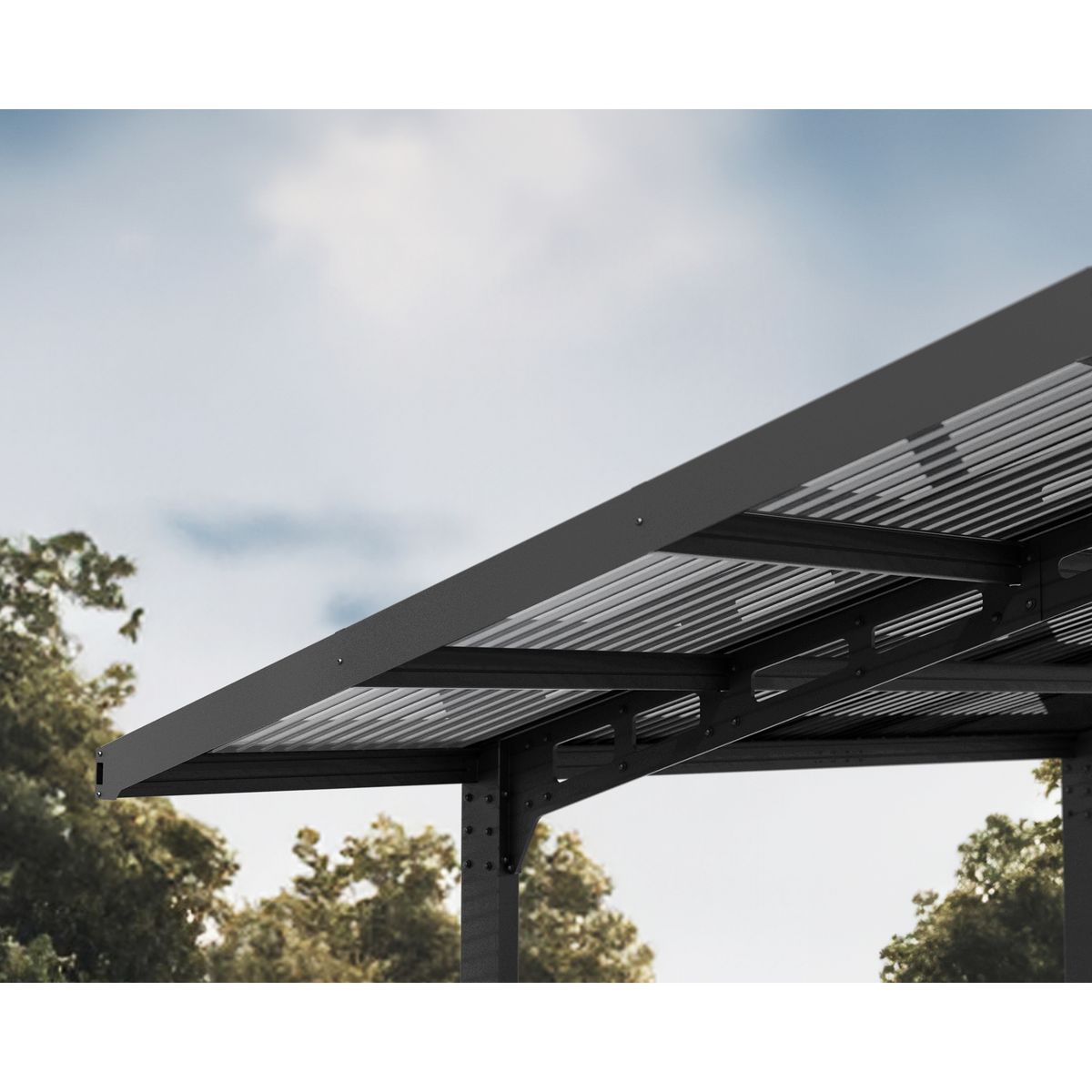 PALRAM Carport polycarbonate 2 voitures Anthracite 33,5 m² - SYDNEY