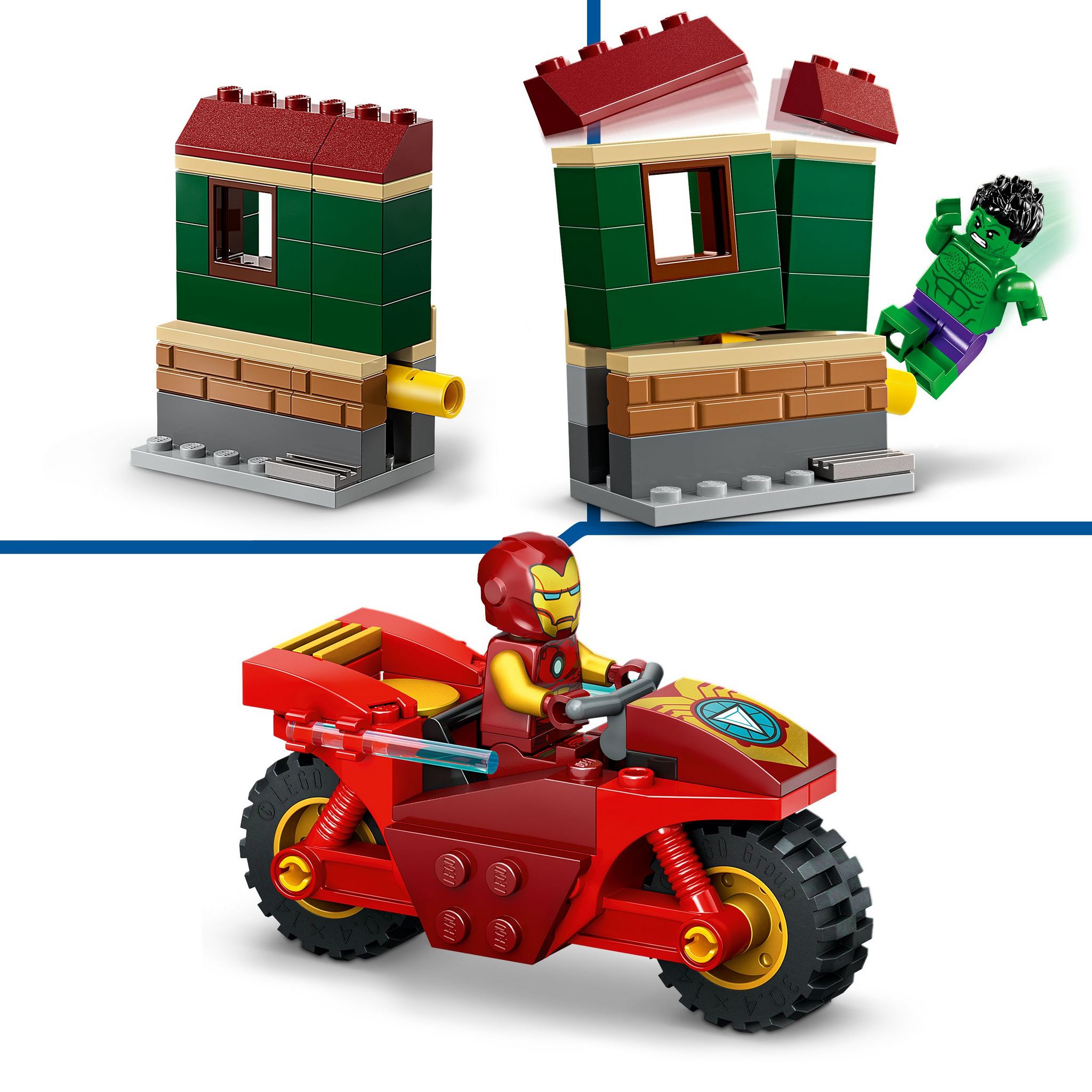 Voir la diapositive 4 : LEGO Marvel 76287 - Iron Man ave une moto et Hulk