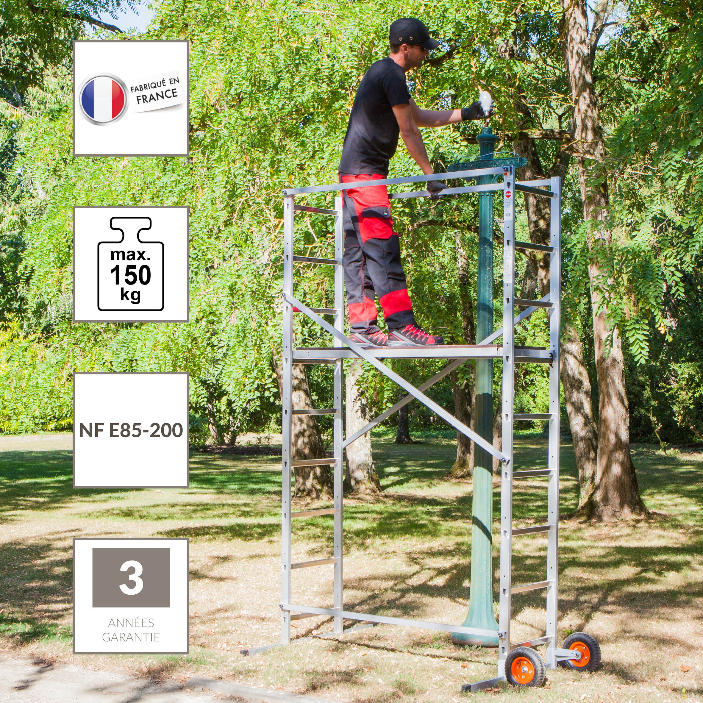 Voir la diapositive 5 : HAILO Echafaudage roulant en aluminium 4m - H4 Spécial Jardin