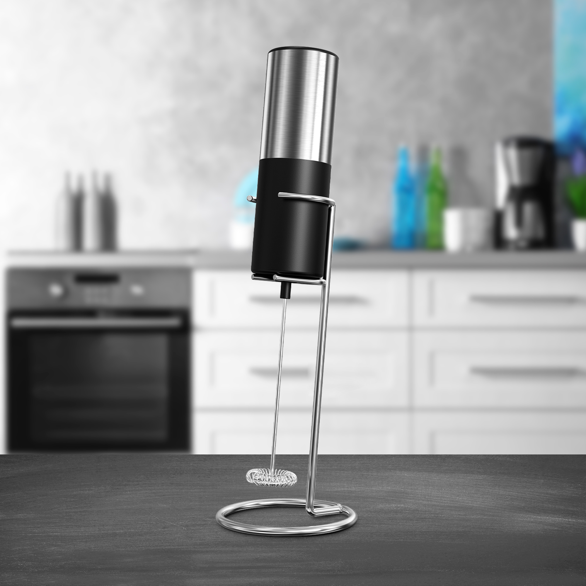 Voir la diapositive 2 : KITCHENCOOK Mousseur à lait électrique KFOAM - Gris et noir