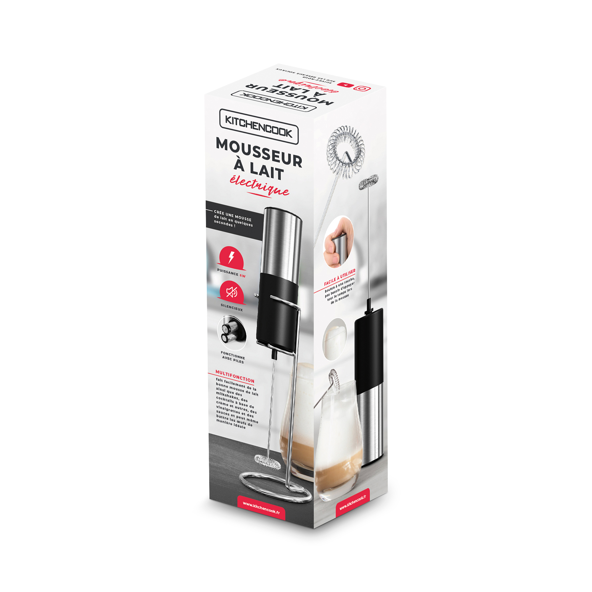Voir la diapositive 13 : KITCHENCOOK Mousseur à lait électrique KFOAM - Gris et noir