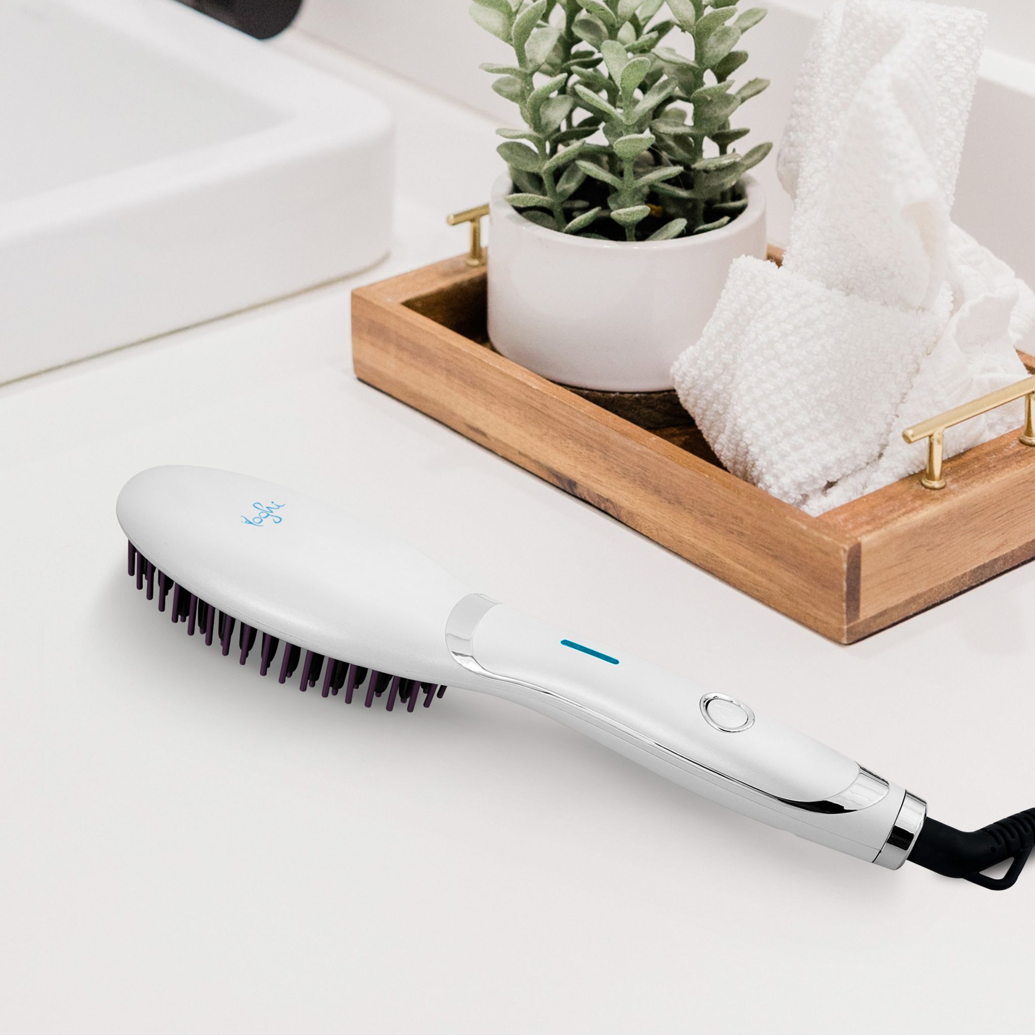 Voir la diapositive 8 : YOGHI Brosse chauffante et lissante BRUSH'INN - Blanc