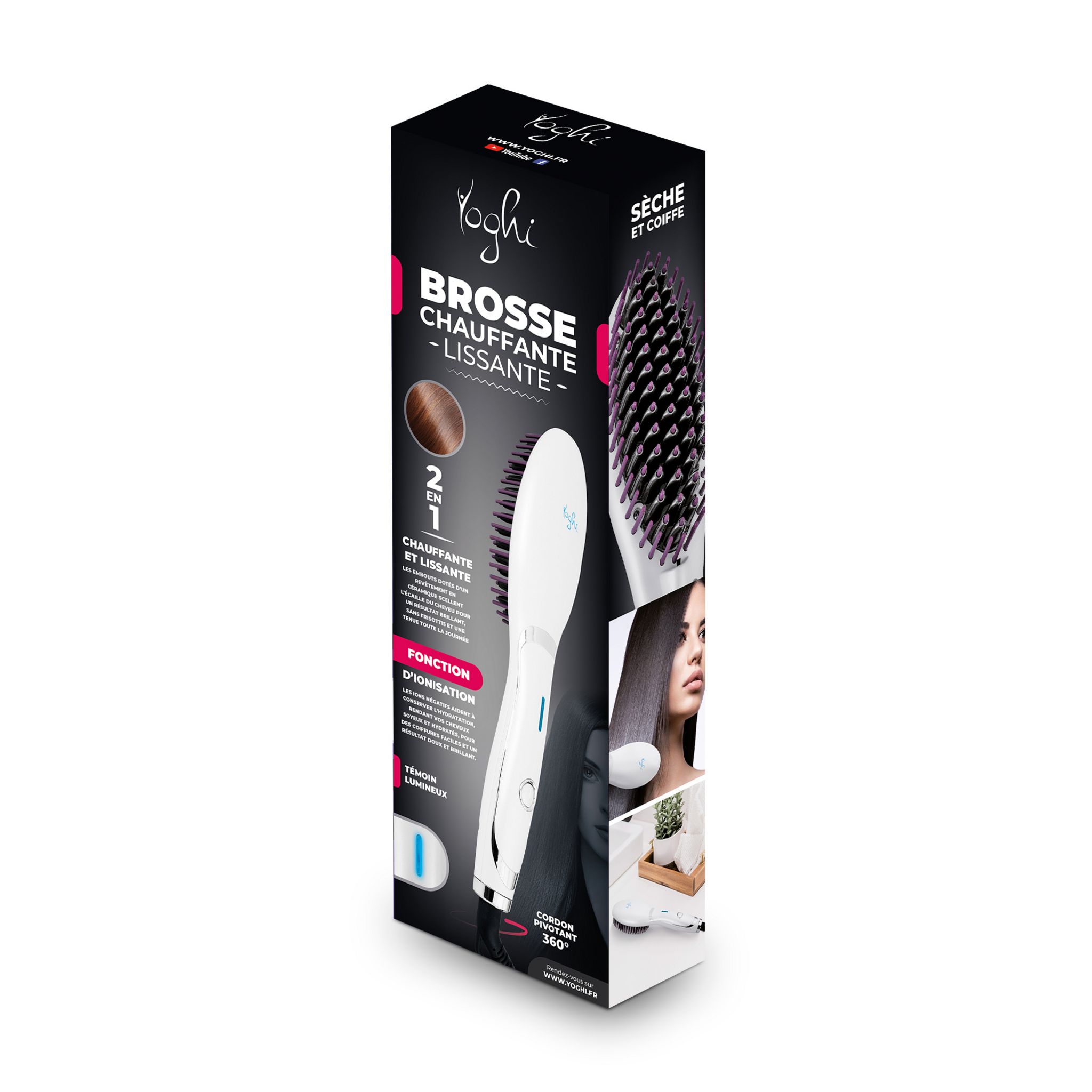 Voir la diapositive 9 : YOGHI Brosse chauffante et lissante BRUSH'INN - Blanc