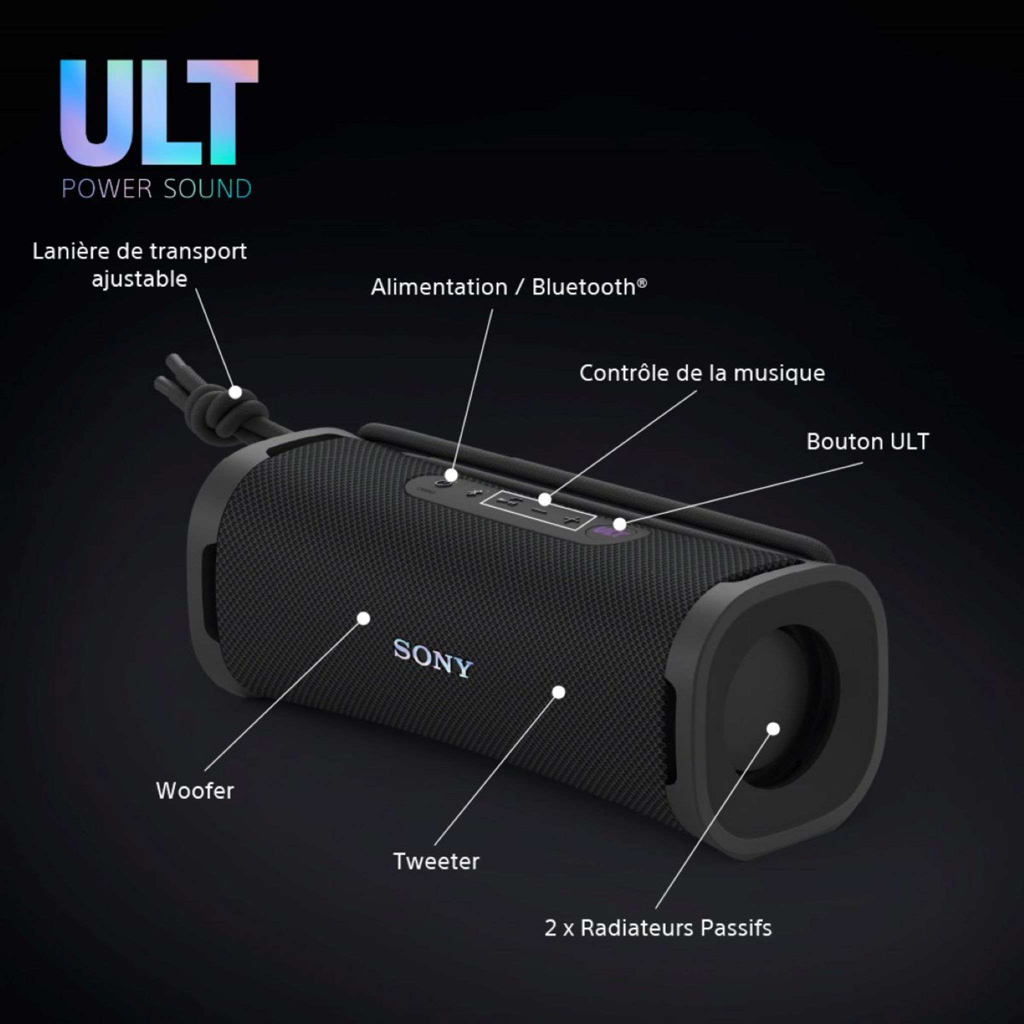 Voir la diapositive 8 : SONY Enceinte portable sans fil Sony Bluetooth ULT Field 1 - Noir