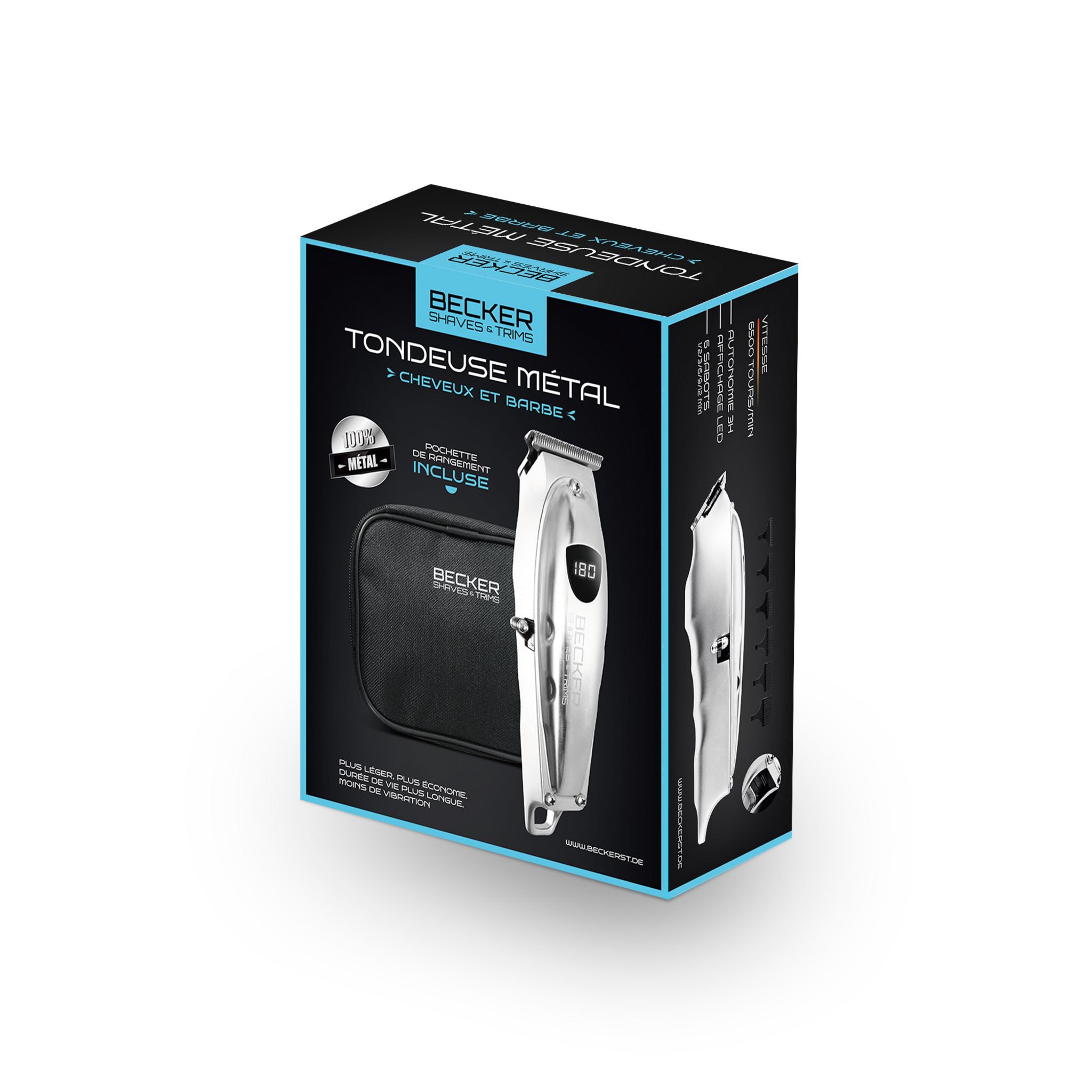Voir la diapositive 15 : BECKER SHAVES & TRIMS Tondeuse cheveux pro VMAX+ - Argent