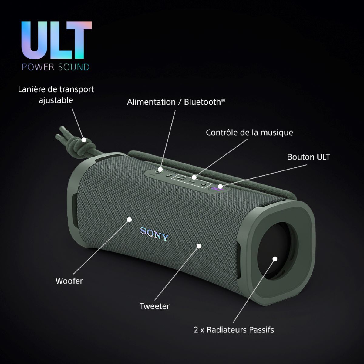 SONY Enceinte portable sans fil Bluetooth ULT Field 1 - Gris forêt
