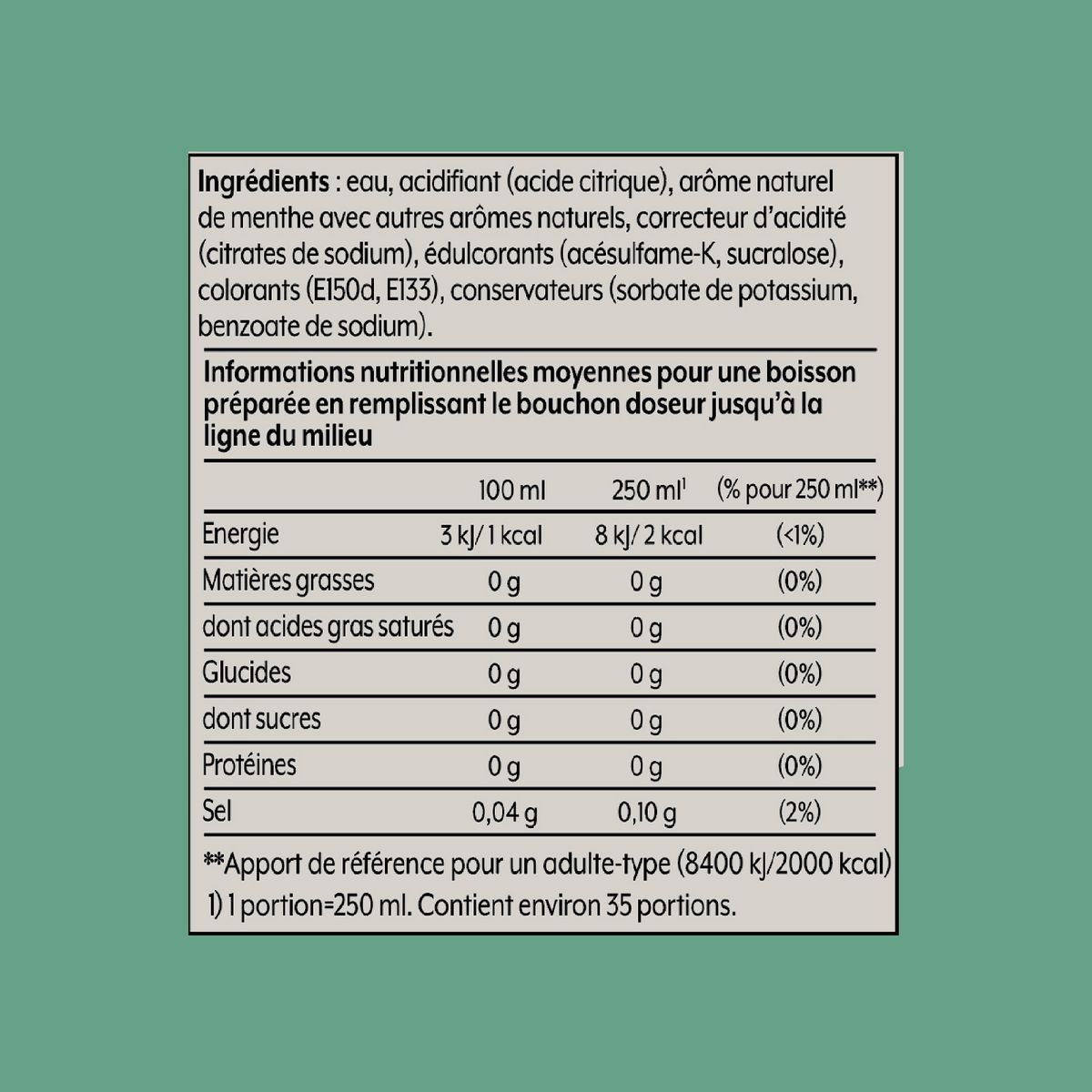 SODASTREAM Concentré Menthe sans sucres 440 ml