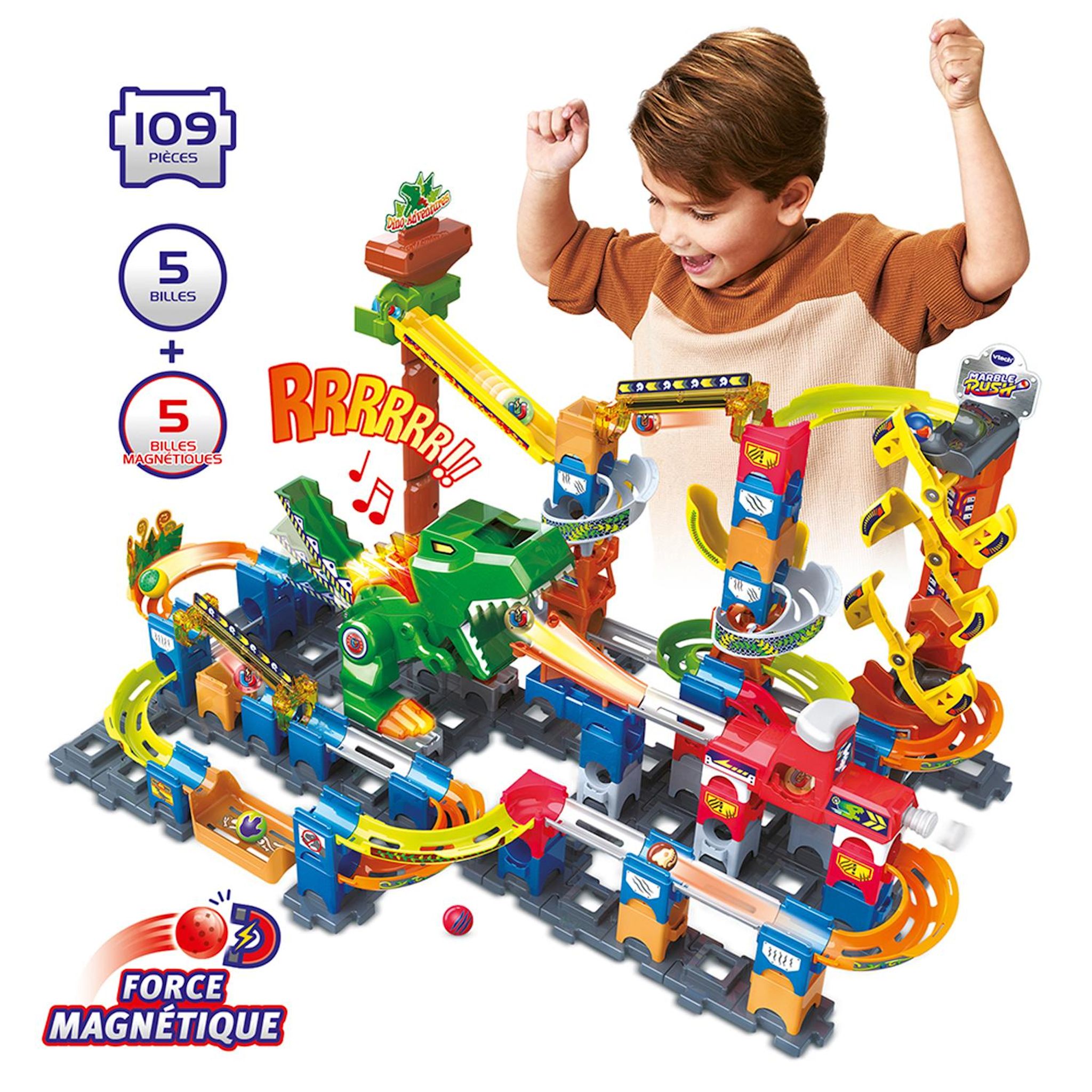 Voir la diapositive 5 : VTECH Set Marble Rush Dino Adventure Magnétic XL 400E