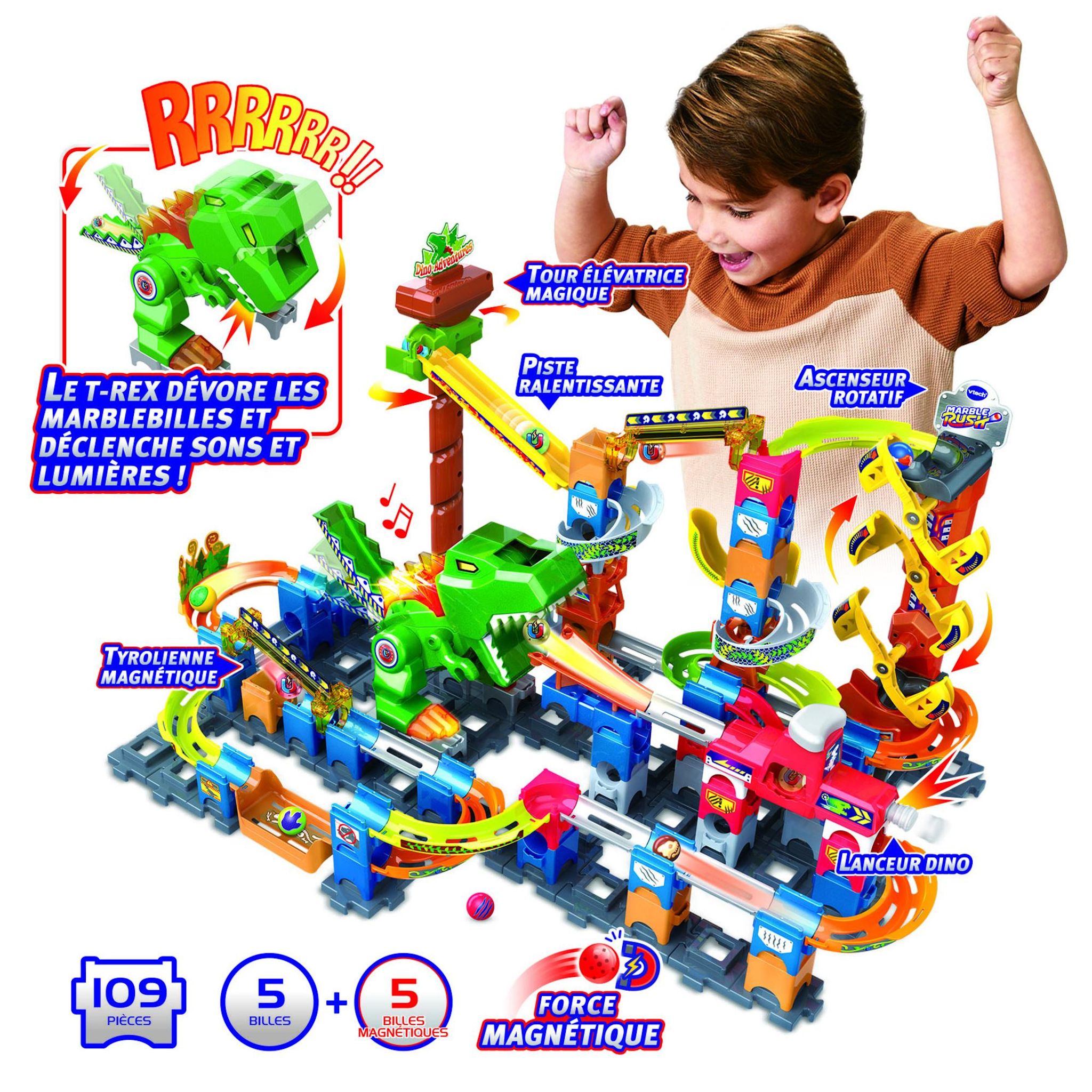 Voir la diapositive 11 : VTECH Set Marble Rush Dino Adventure Magnétic XL 400E