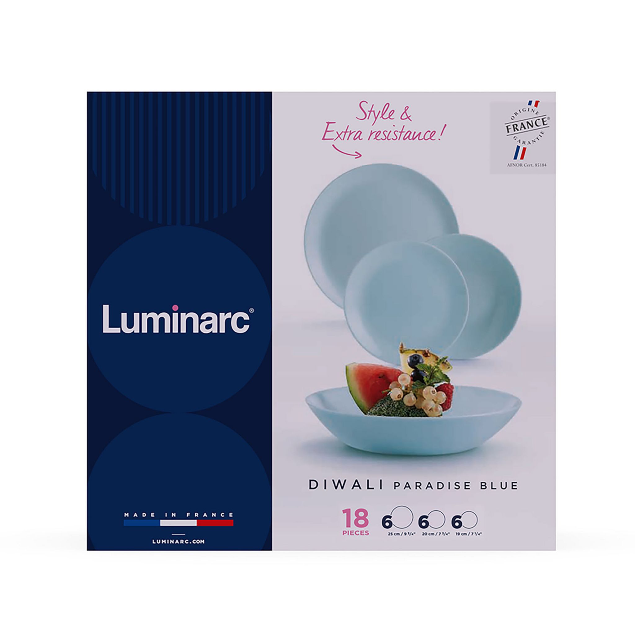 Voir la diapositive 2 : LUMINARC Service d'assiettes 18 pièces DIWALI PARADISE BLUE