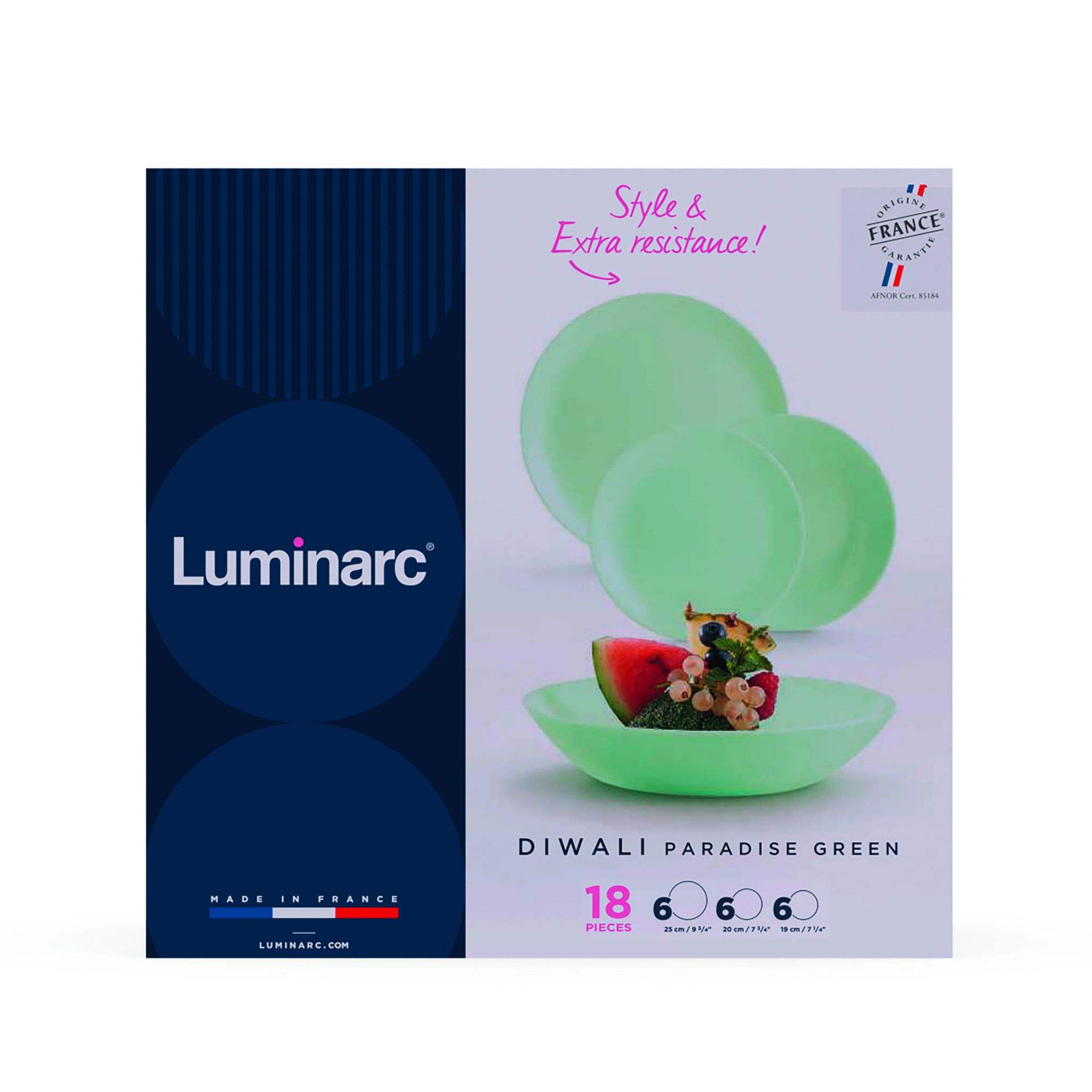 Voir la diapositive 2 : LUMINARC Service d'assiettes 18 pièces DIWALI PARADISE GREEN