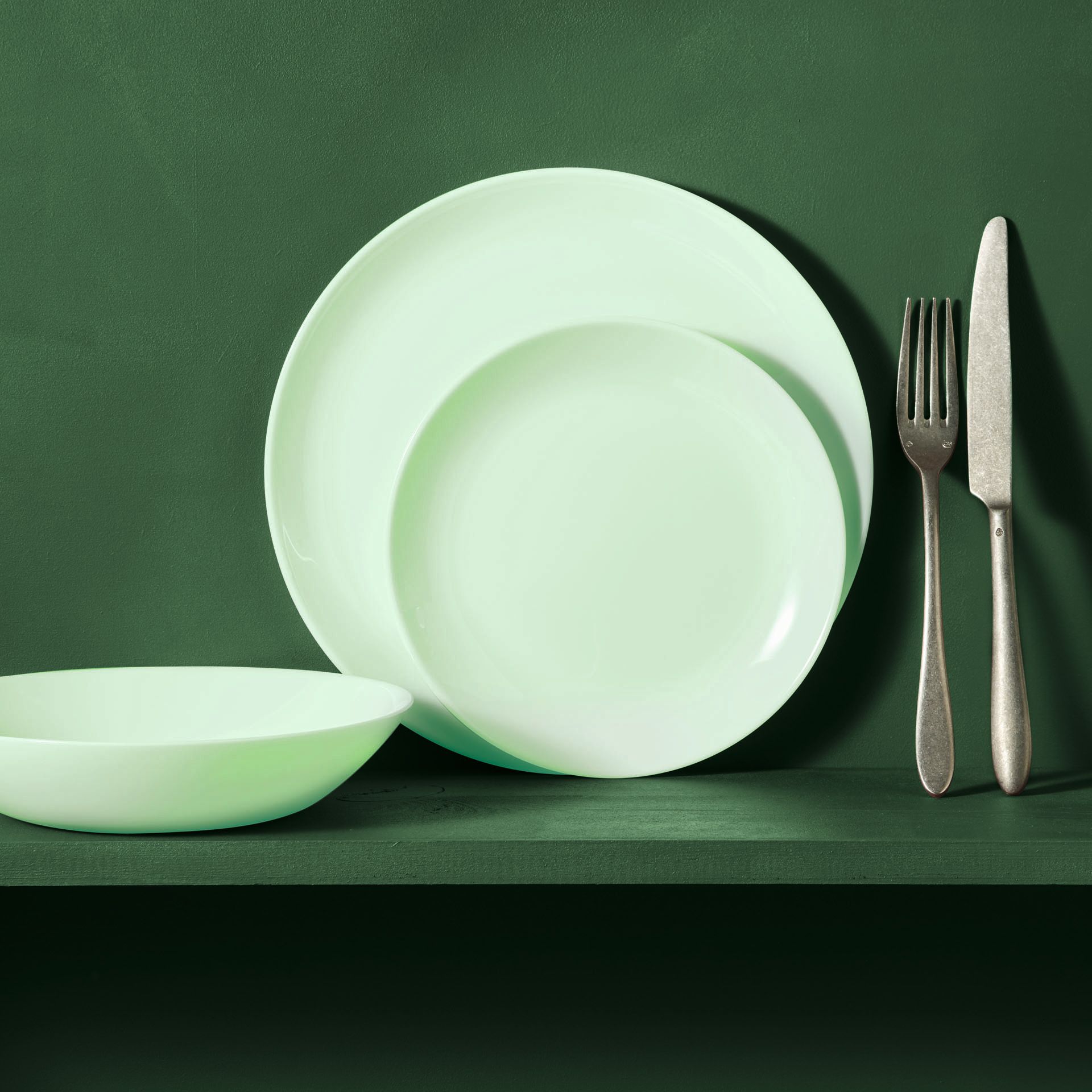 Voir la diapositive 4 : LUMINARC Service d'assiettes 18 pièces DIWALI PARADISE GREEN