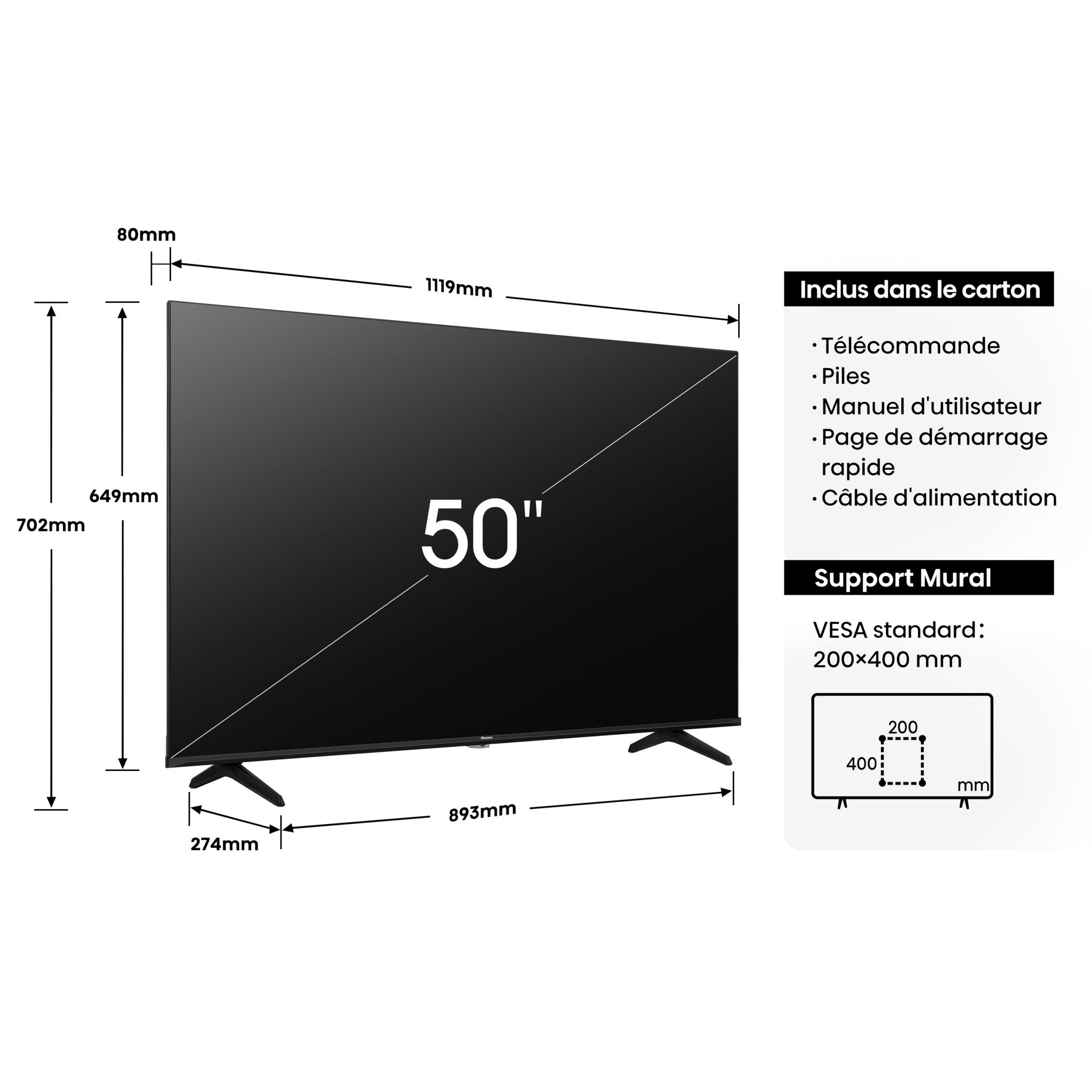 Voir la diapositive 5 : HISENSE TV QLED 4K 50E7NQ 2024