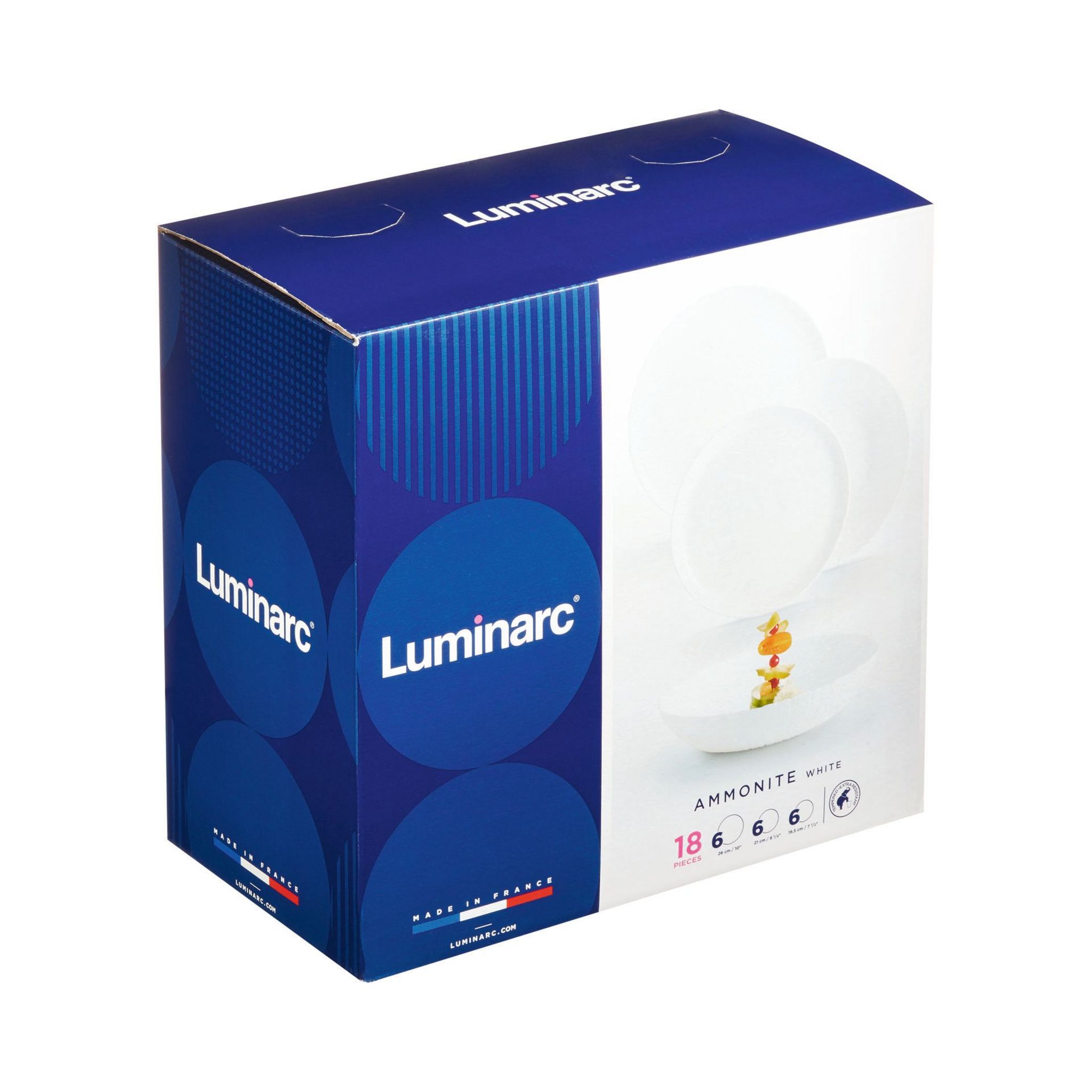 Voir la diapositive 2 : LUMINARC Service d'assiettes 18 pièces AMMONITE - Blanc