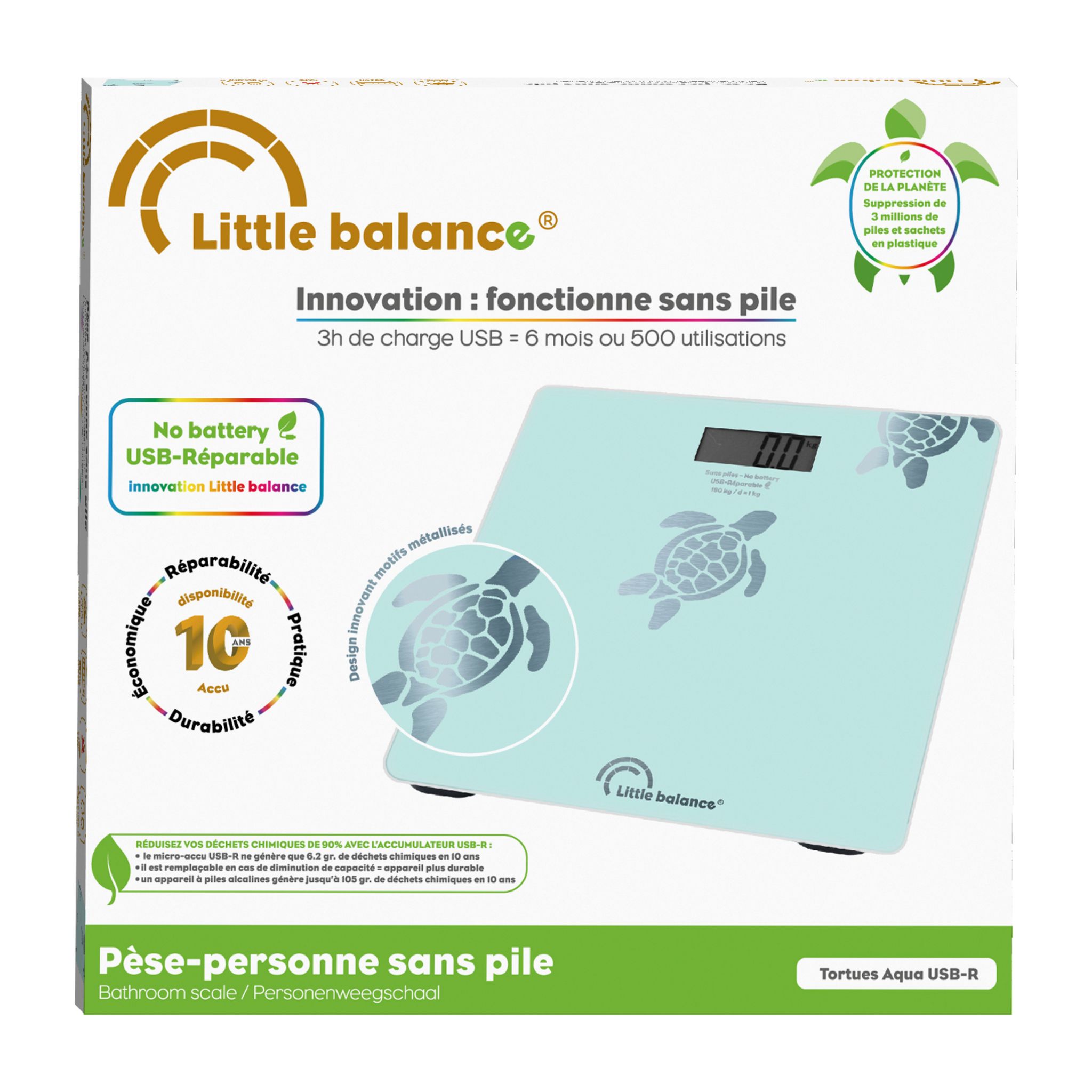 Voir la diapositive 4 : LITTLE BALANCE Balance pèse personne TORTUE8730 - Bleu
