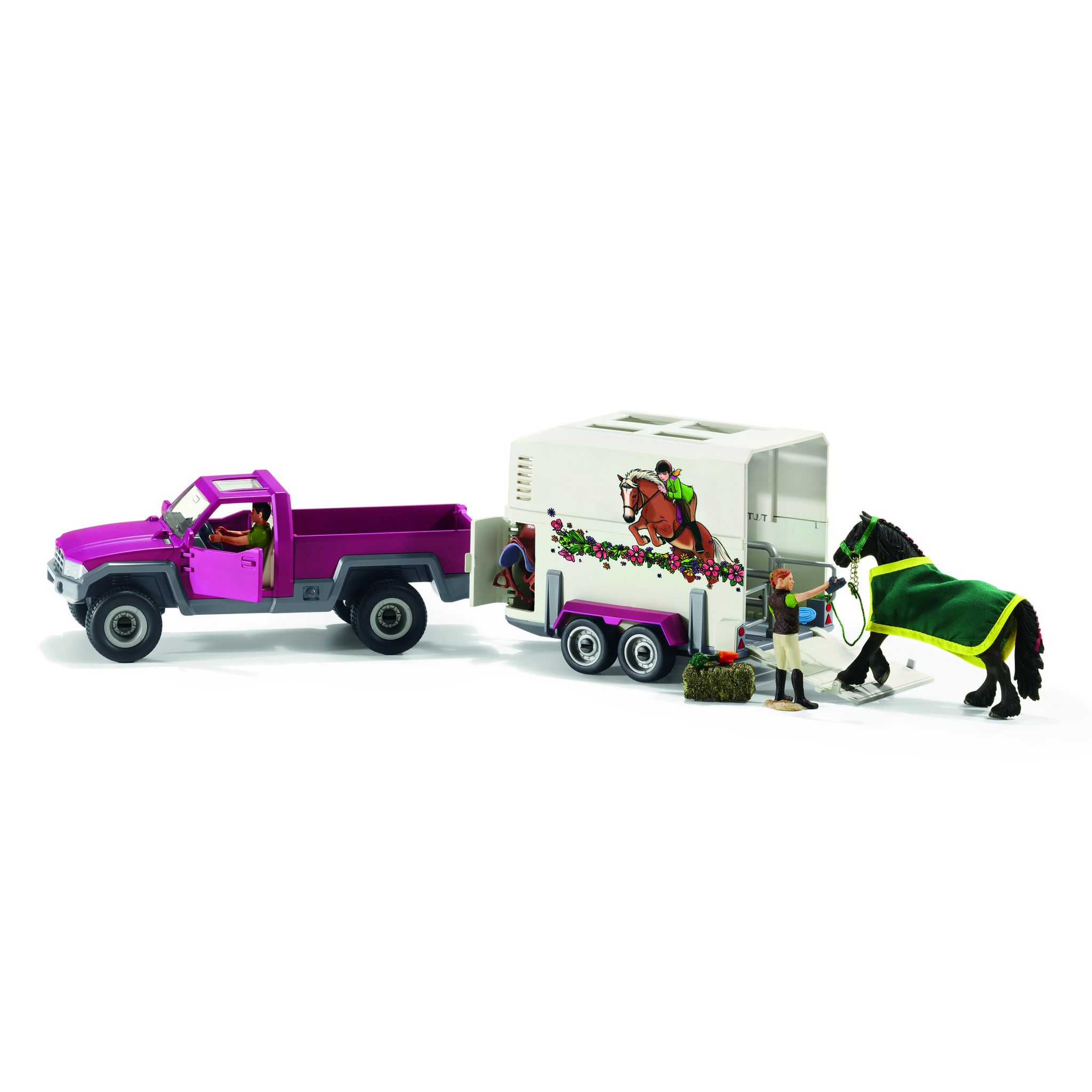 Voir la diapositive 2 : SCHLEICH Voiture Pick Up avec remorque