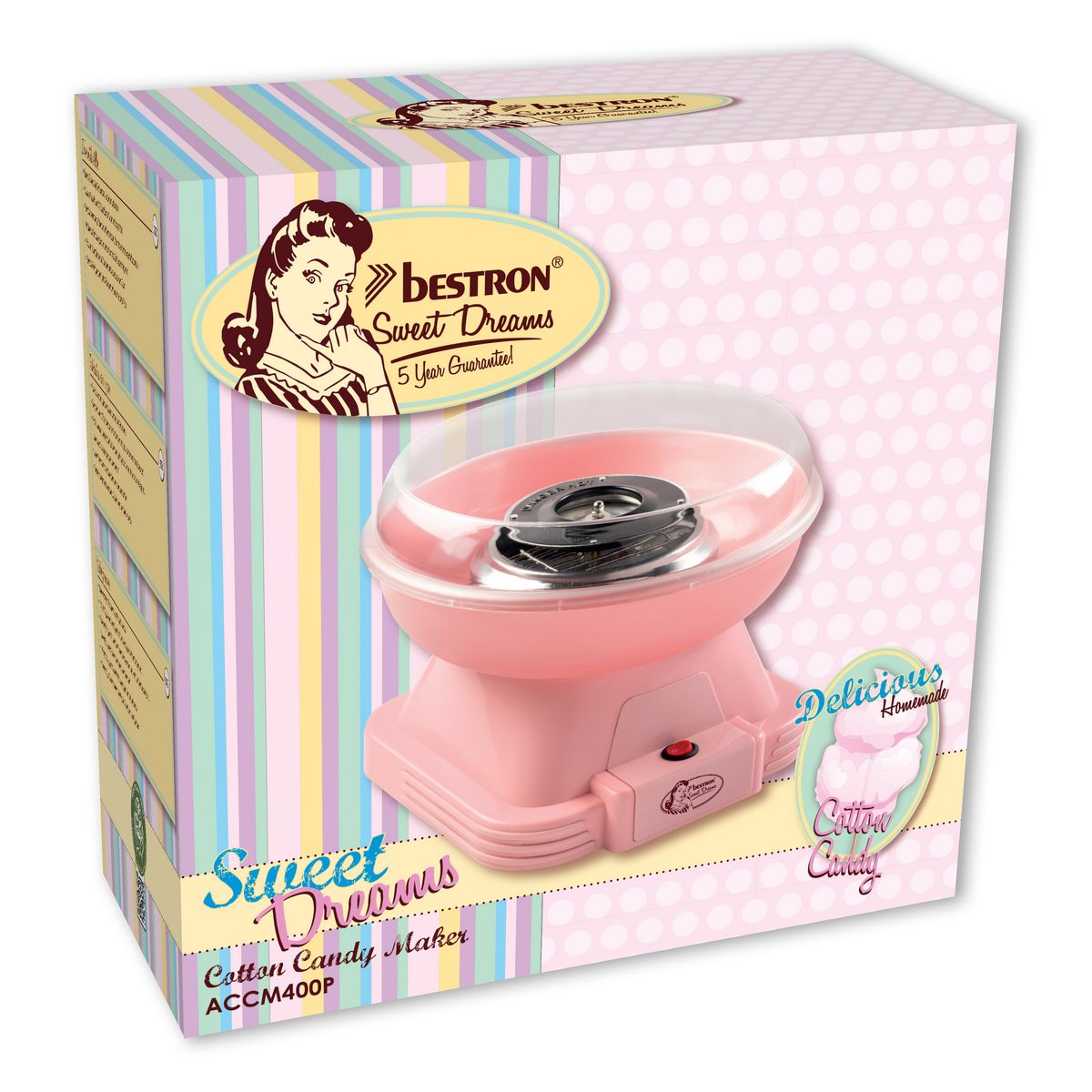 BESTRON Appareil à barbe à papa ACCM400P - Rose