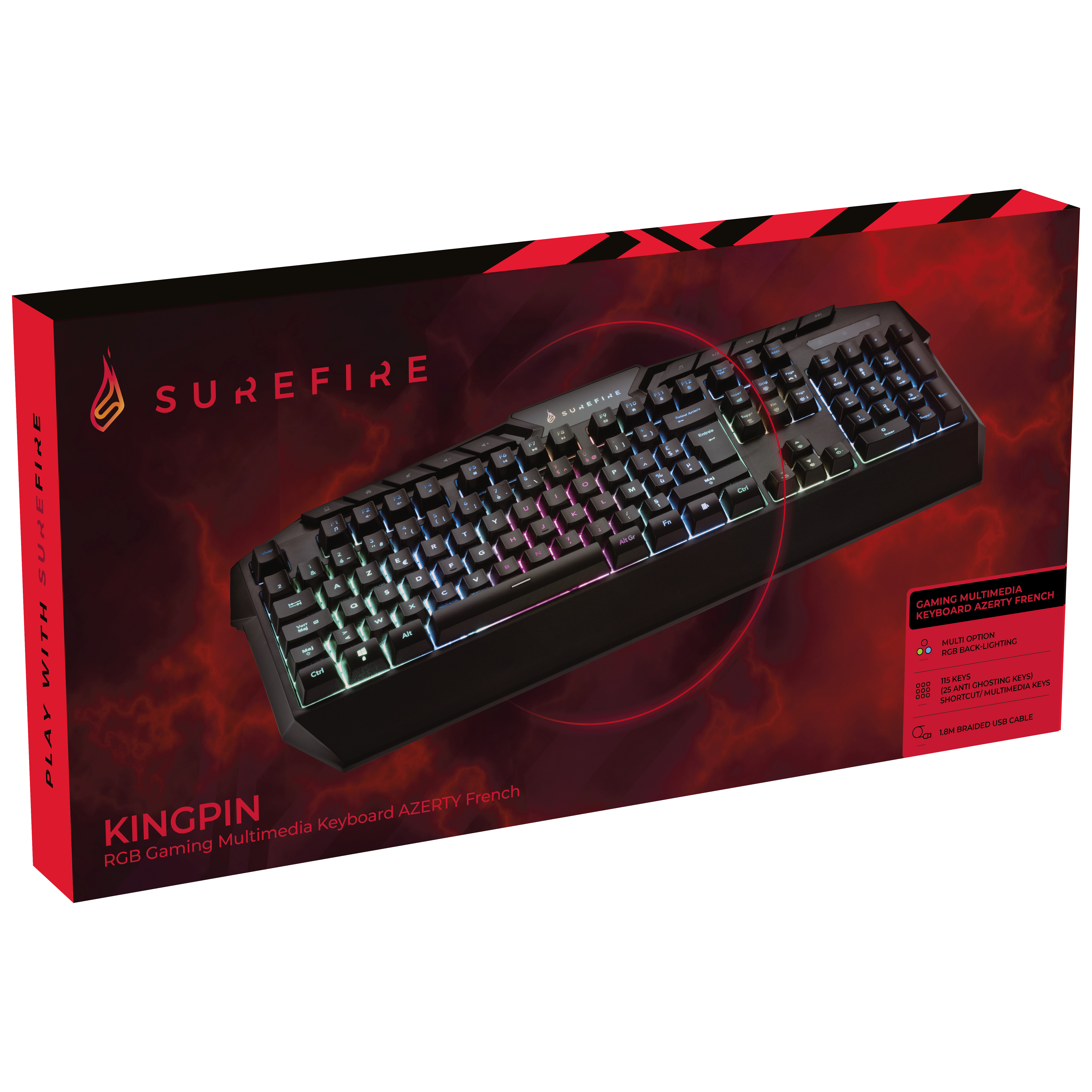Voir la diapositive 3 : VERBATIM Clavier gaming avec éclairage RVB KINGPIN - Noir