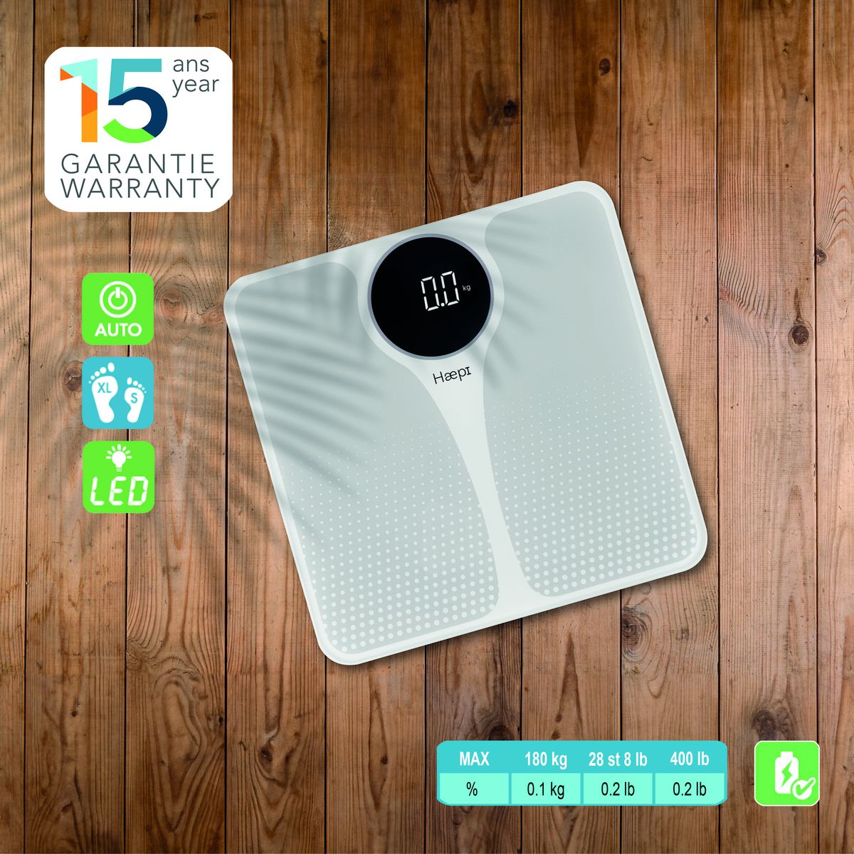 HAEPI Balance pèse personne CLARA - Blanc