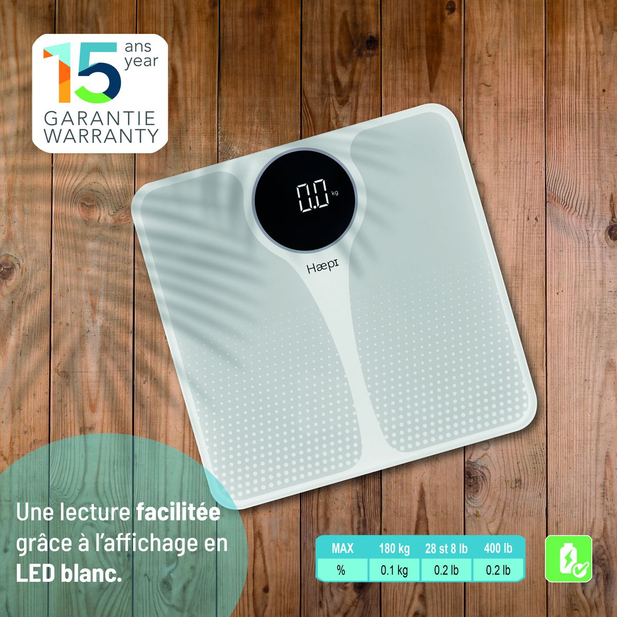 HAEPI Balance pèse personne CLARA - Blanc