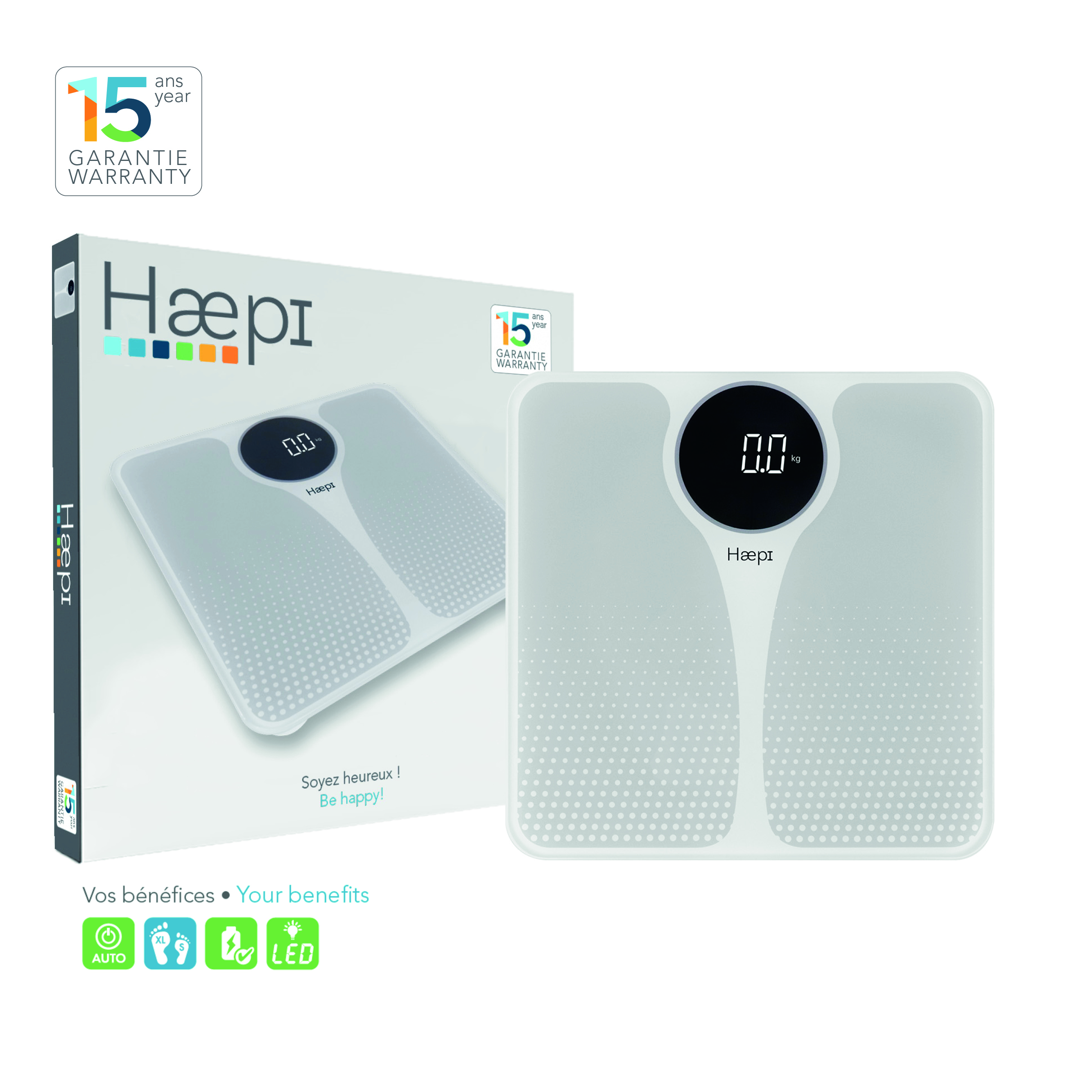 Voir la diapositive 4 : HAEPI Balance pèse personne CLARA - Blanc