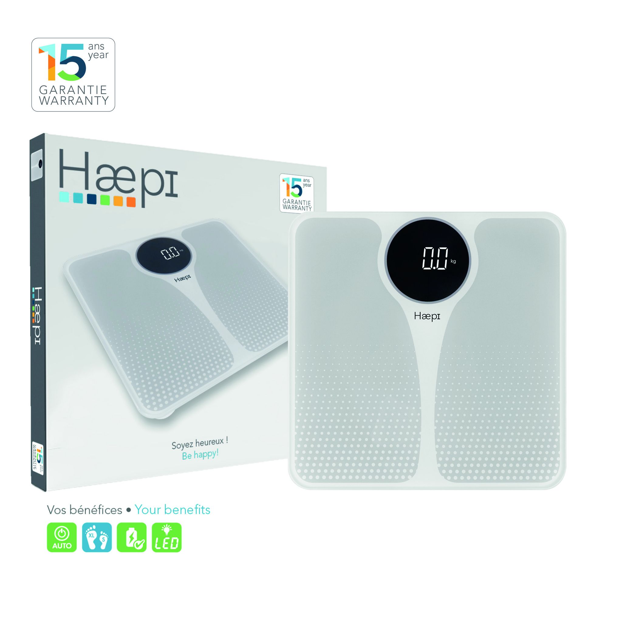 Voir la diapositive 4 : HAEPI Balance pèse personne CLARA - Blanc