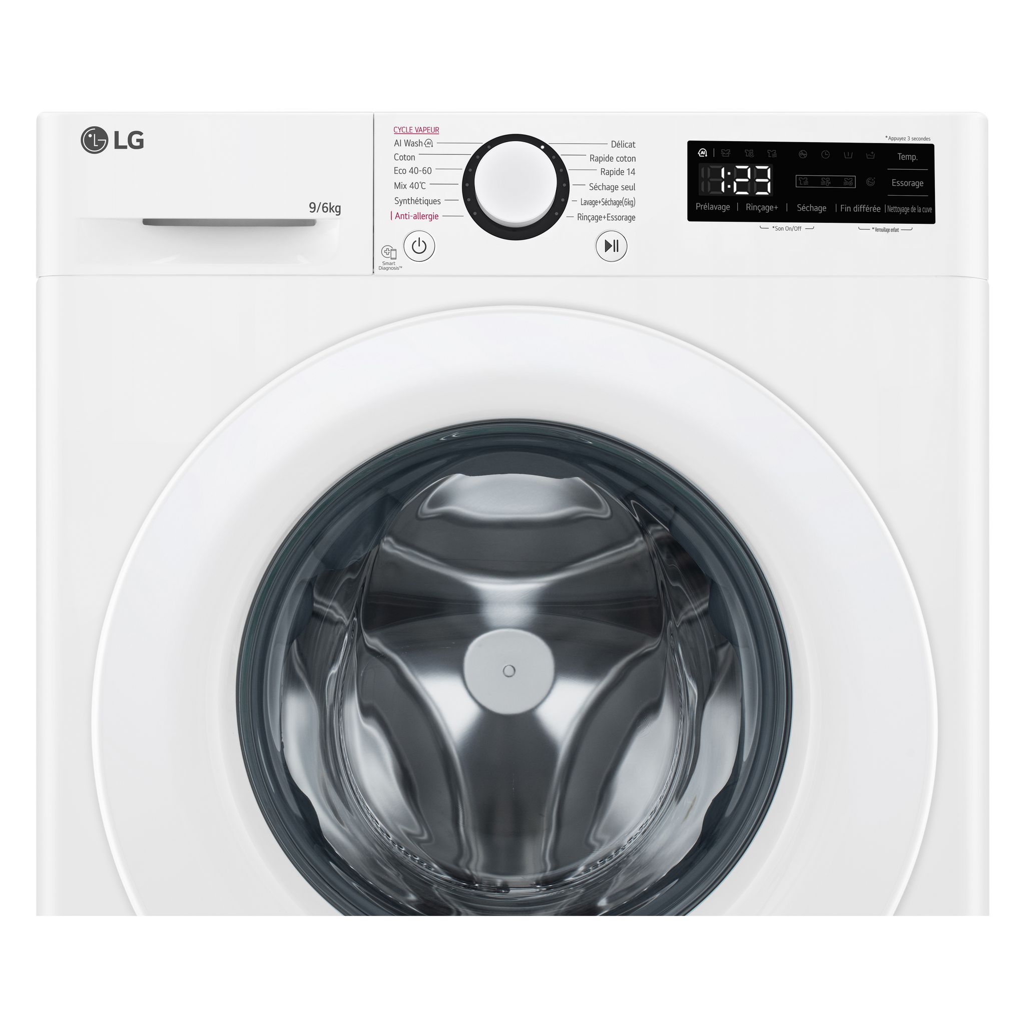 Voir la diapositive 5 : LG Lave linge séchant hublot F964R33WRS, 9 kg lavage, 6 kg séchage, 1400 T/min, D