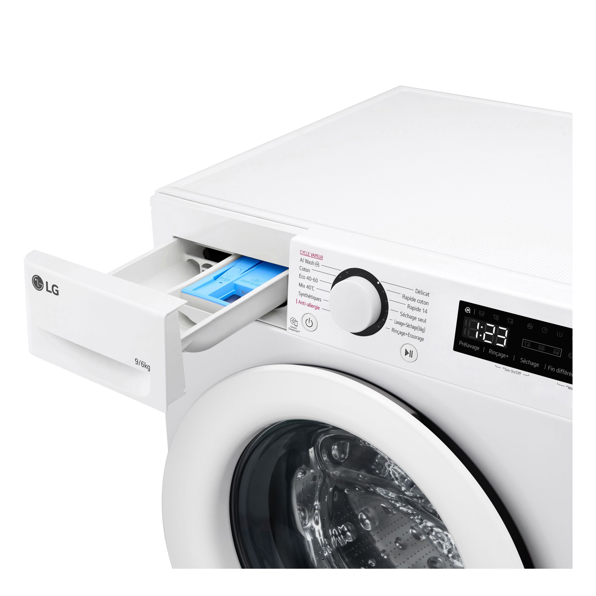Voir la diapositive 6 : LG Lave linge séchant hublot F964R33WRS, 9 kg lavage, 6 kg séchage, 1400 T/min, D