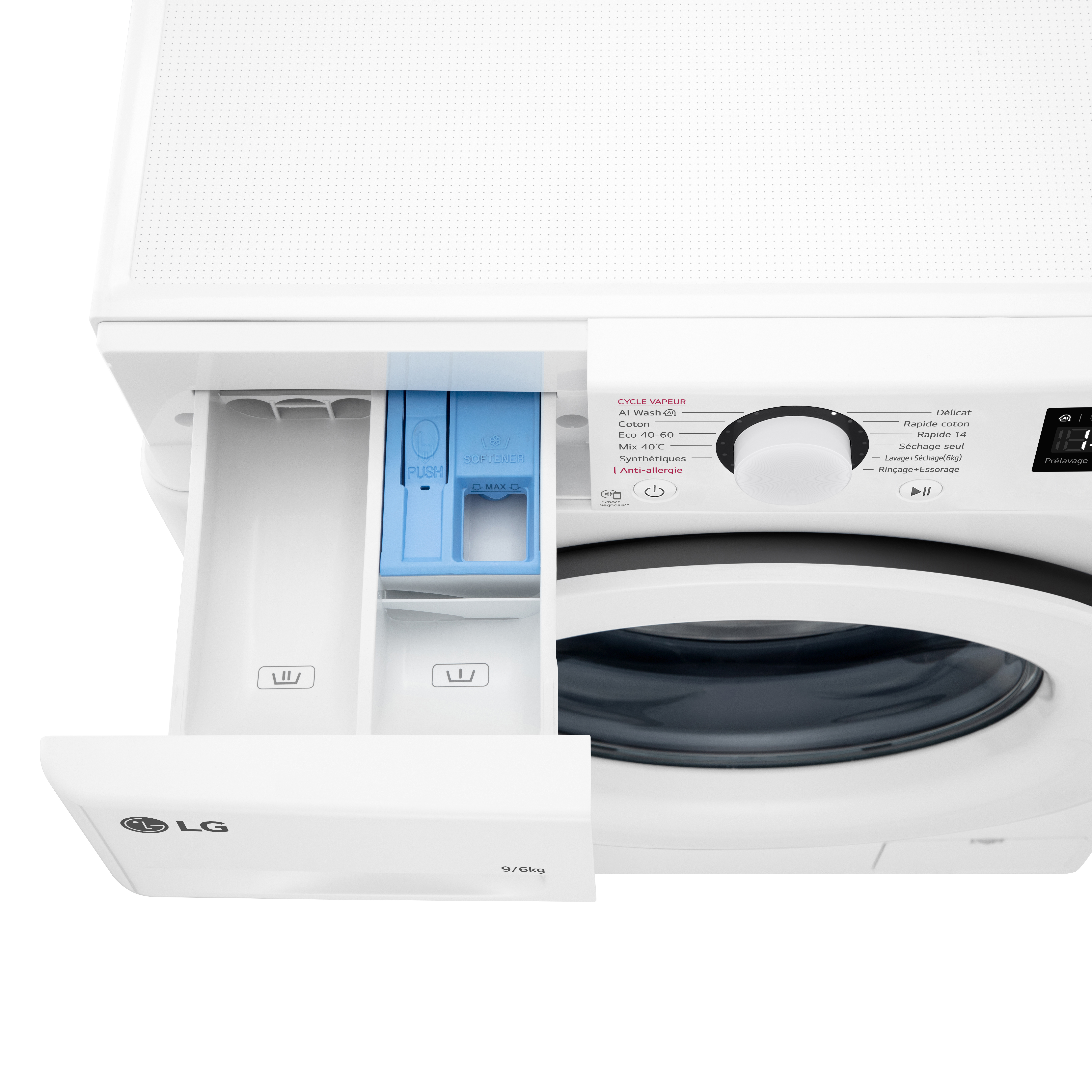 Voir la diapositive 7 : LG Lave linge séchant hublot F964R33WRS, 9 kg lavage, 6 kg séchage, 1400 T/min, D