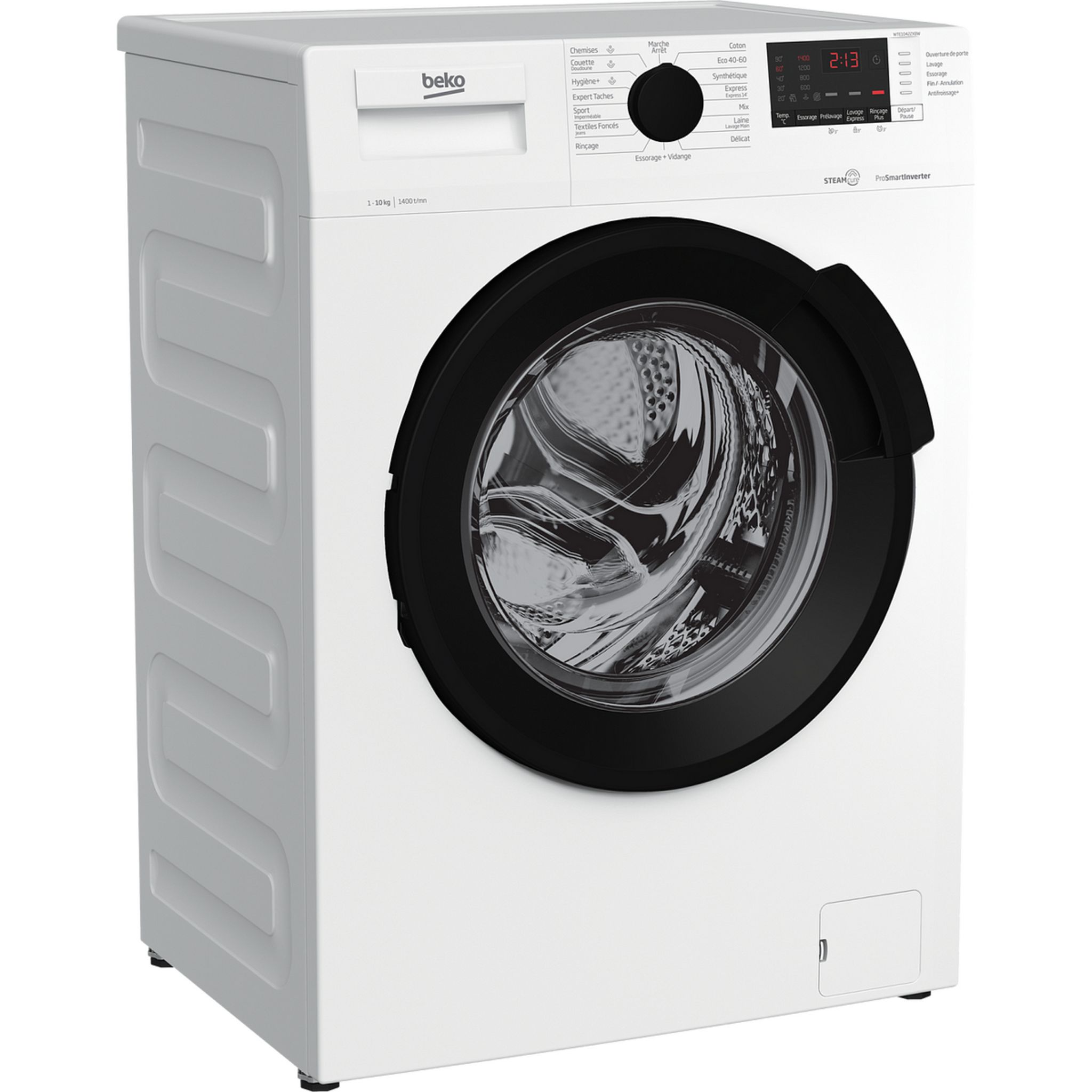 Voir la diapositive 4 : BEKO Lave linge hublot à induction WTE10422XBW, 10 kg, 1400 T/min, B