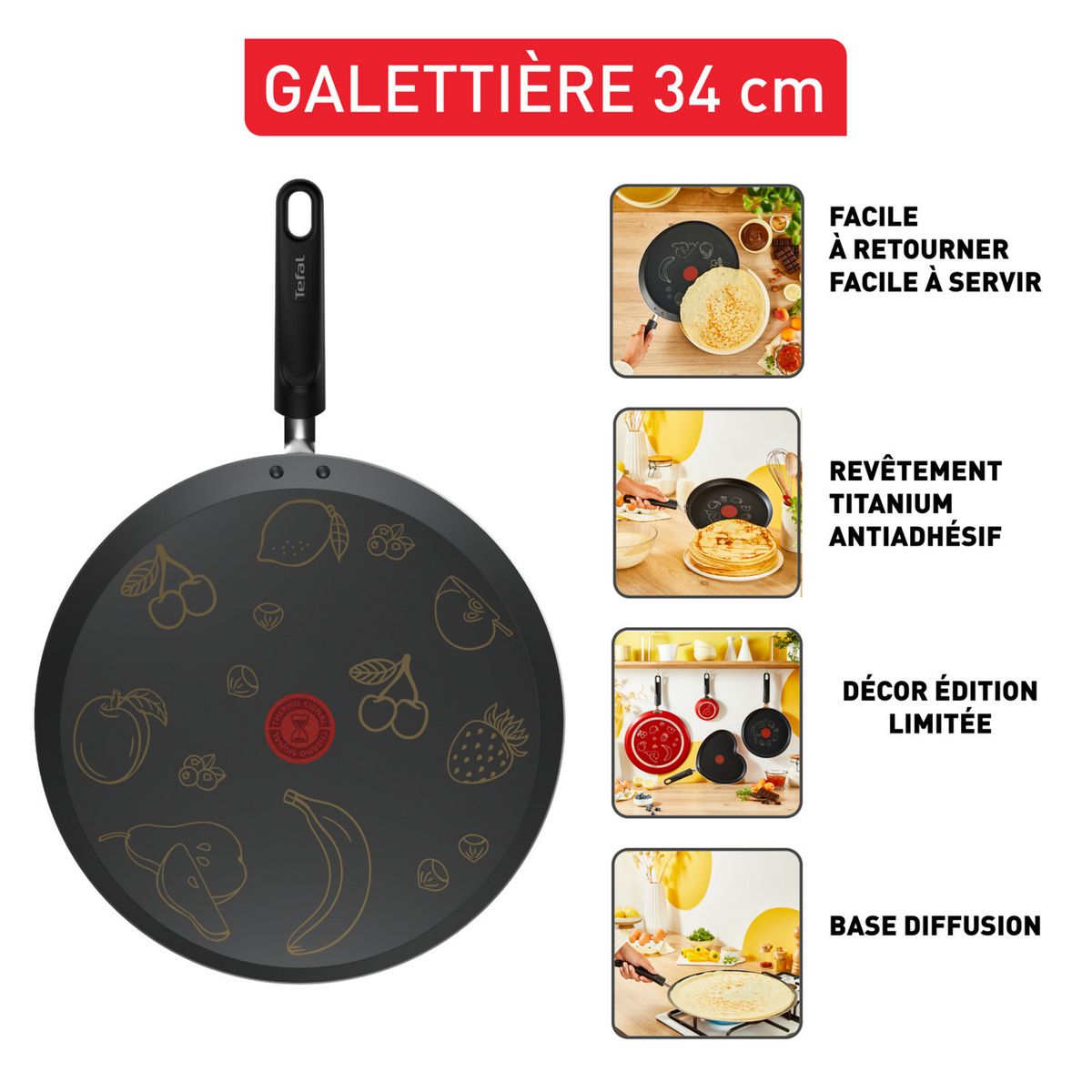 TEFAL Galetière 34cm tous feux sauf induction COLLECTORS ROUGE