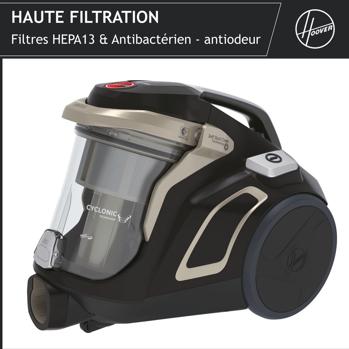 HOOVER Aspirateur traîneau sans sac HP720PET - Noir