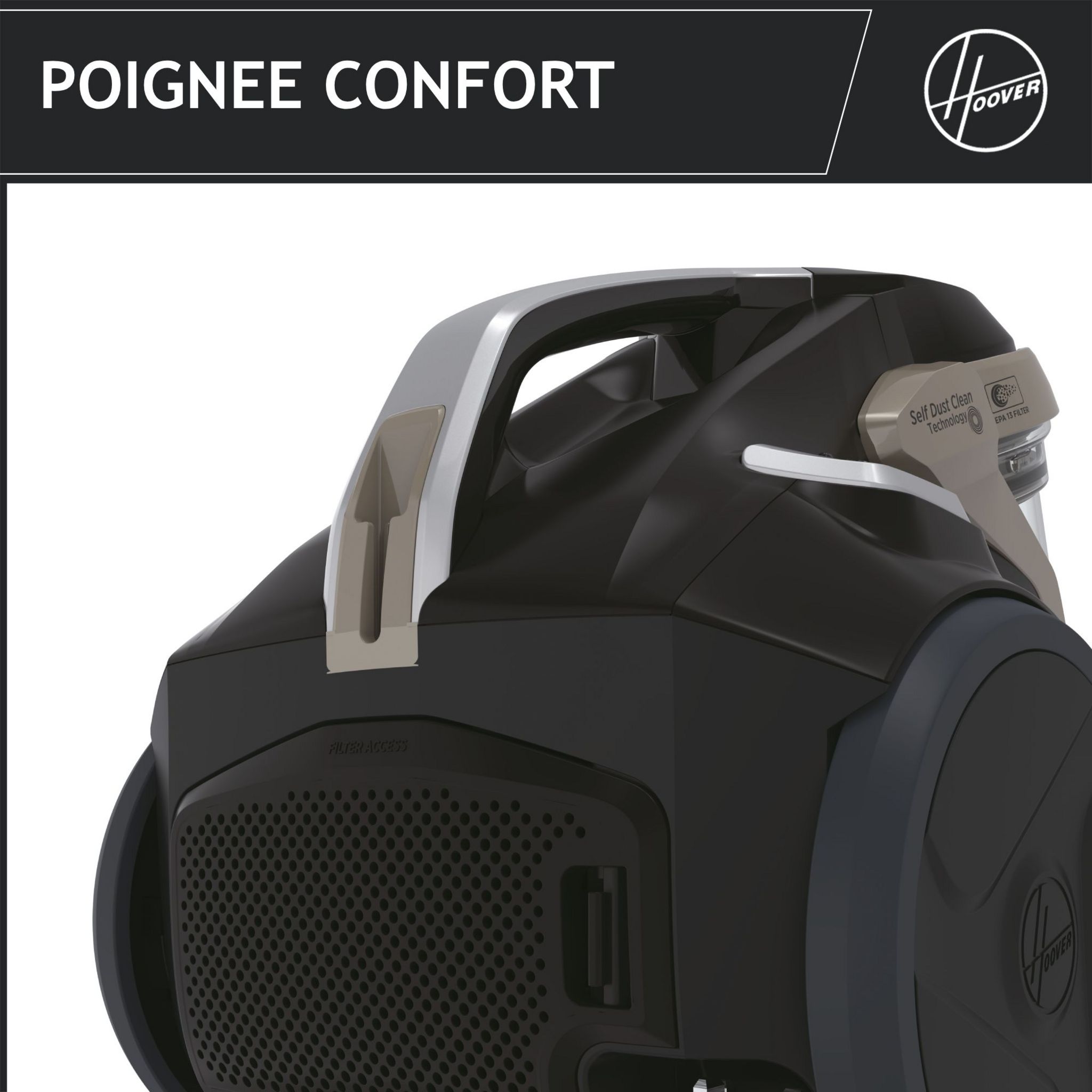 Voir la diapositive 9 : HOOVER Aspirateur traîneau sans sac HP720PET - Noir