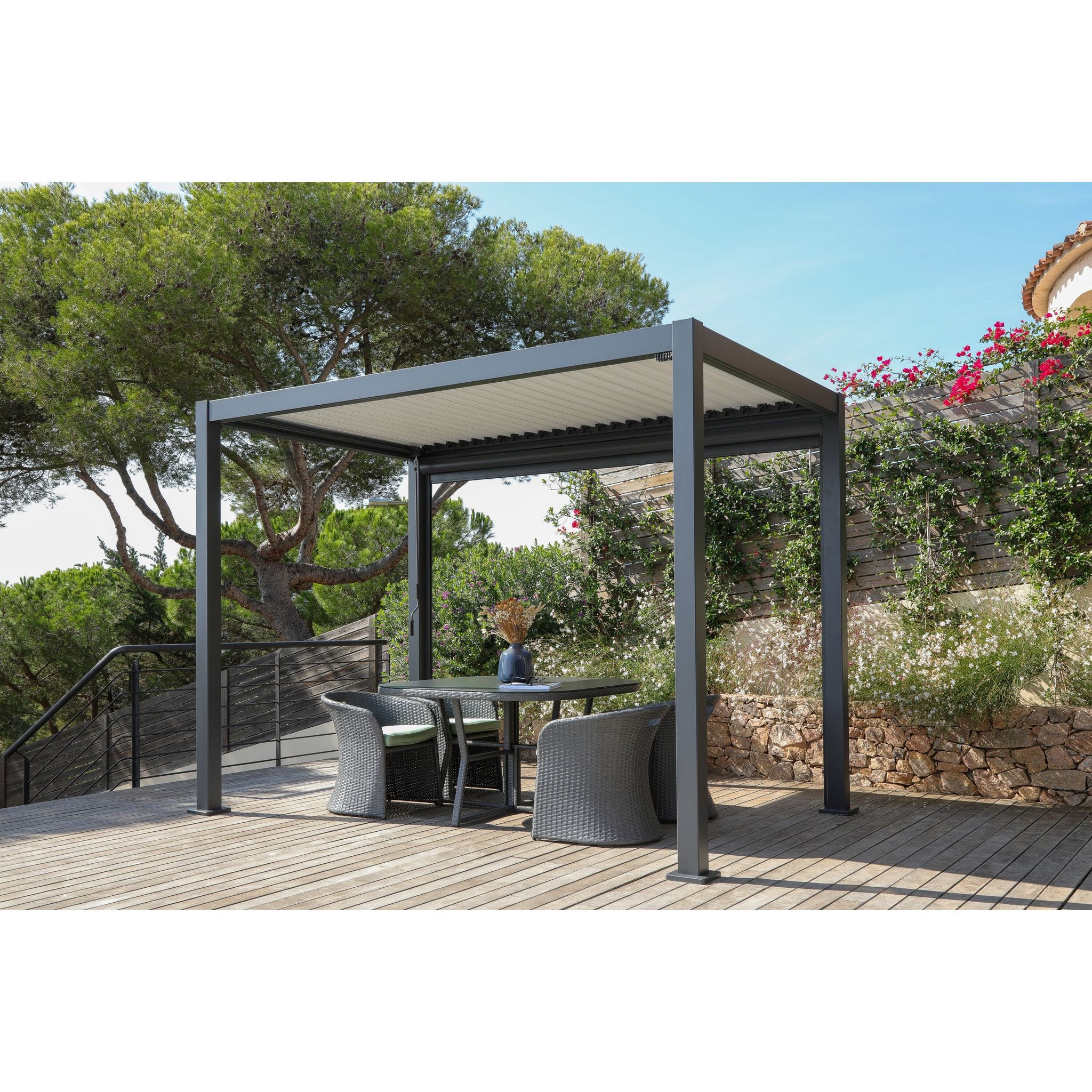 Voir la diapositive 1 : Tonnelle bioclimatique en aluminium 200x300 FUSAIN