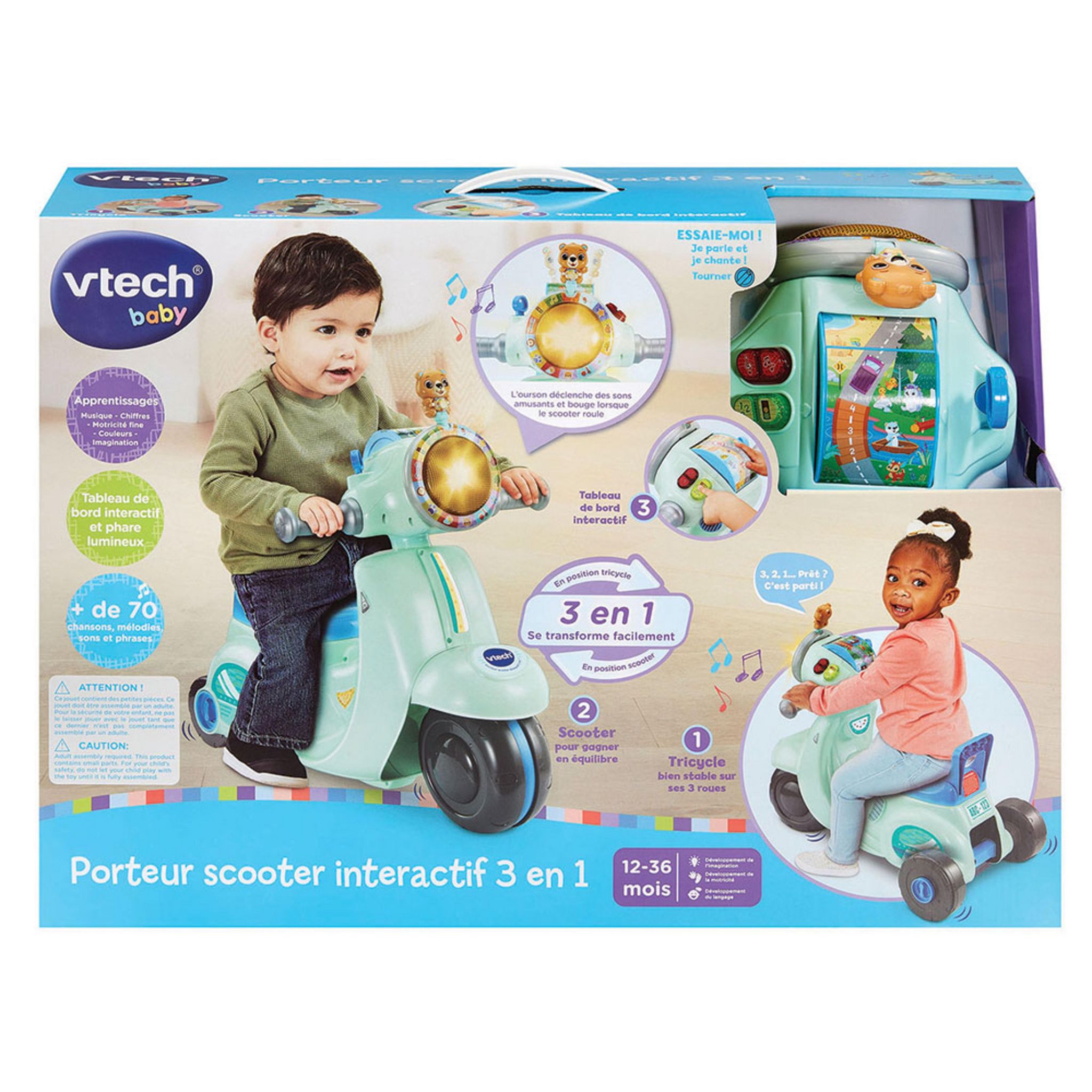 Voir la diapositive 4 : VTECH Porteur Scooter Interactif 3 en 1