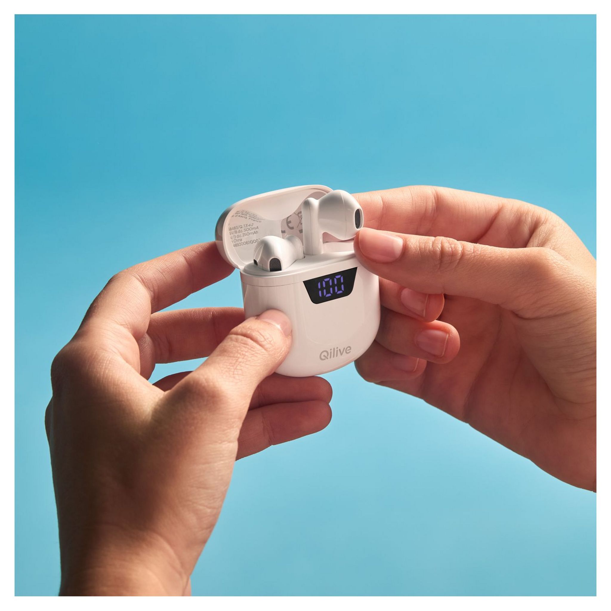 Voir la diapositive 10 : QILIVE Écouteurs Q1342 TWS - Blanc