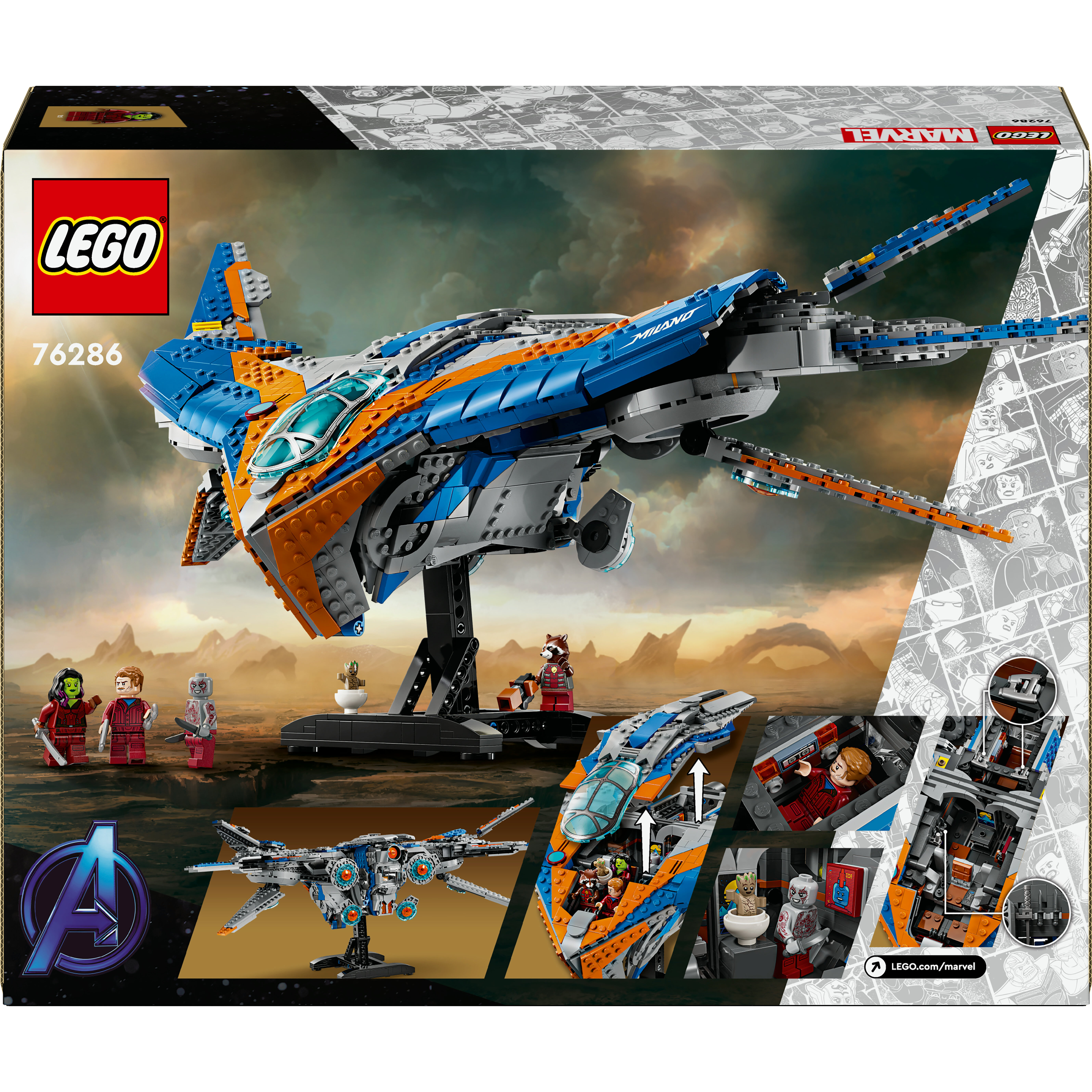 Voir la diapositive 3 : LEGO MARVEL 76286 - Les gardiens de la Galaxy Le vaisseau Milan