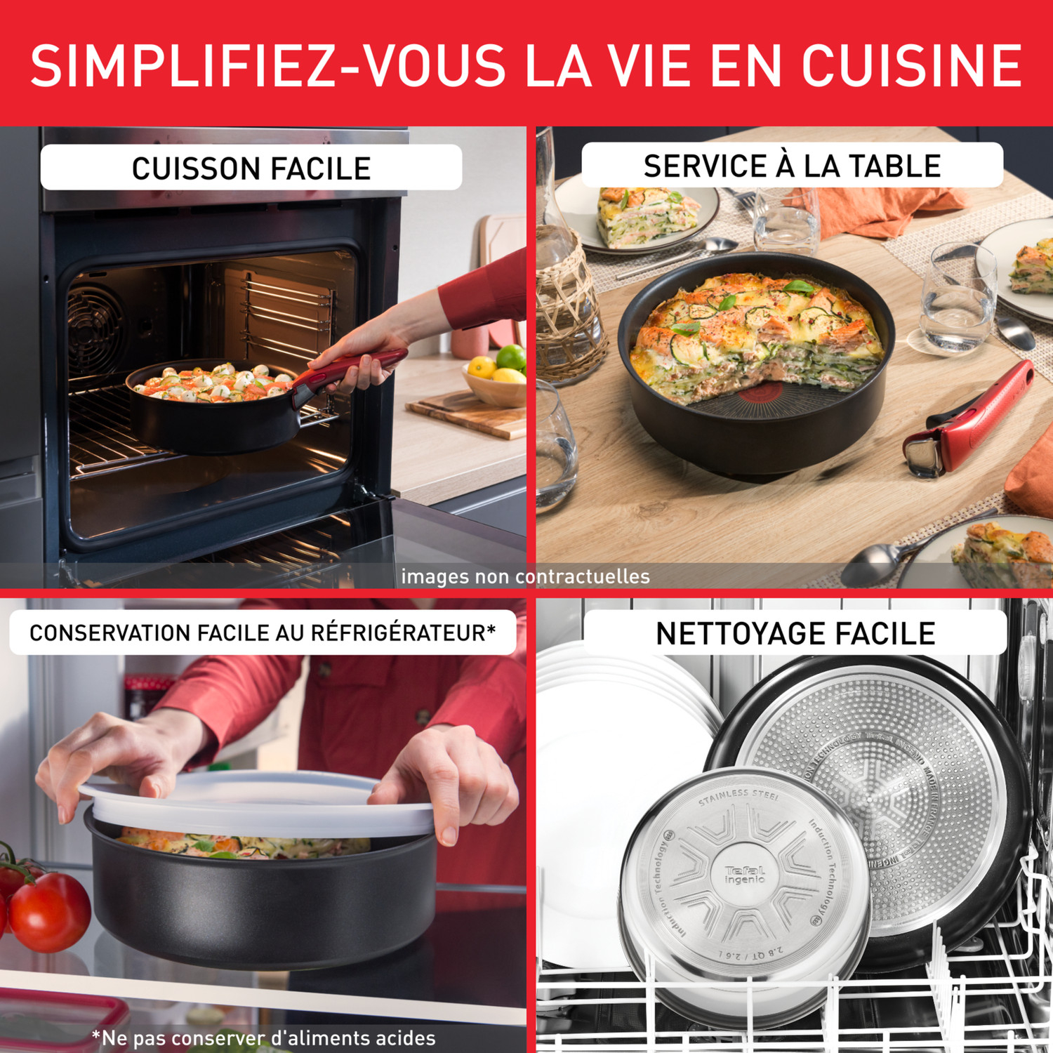 Voir la diapositive 3 : TEFAL Batterie de cuisine 8 pièces tous feux dont induction DARKSTONE