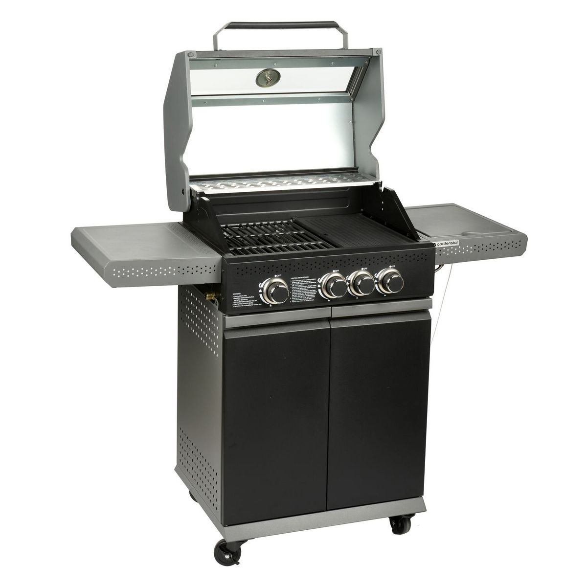 GARDENSTAR GDS Barbecue gaz - 3 bruleurs -  4 roues