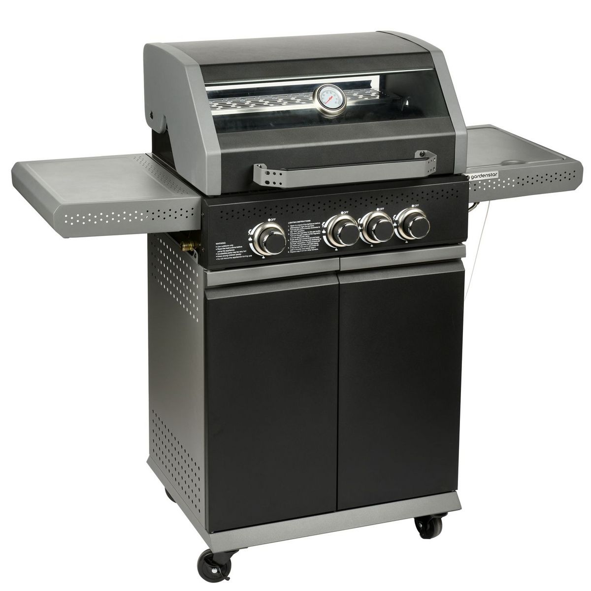GARDENSTAR GDS Barbecue gaz - 3 bruleurs -  4 roues