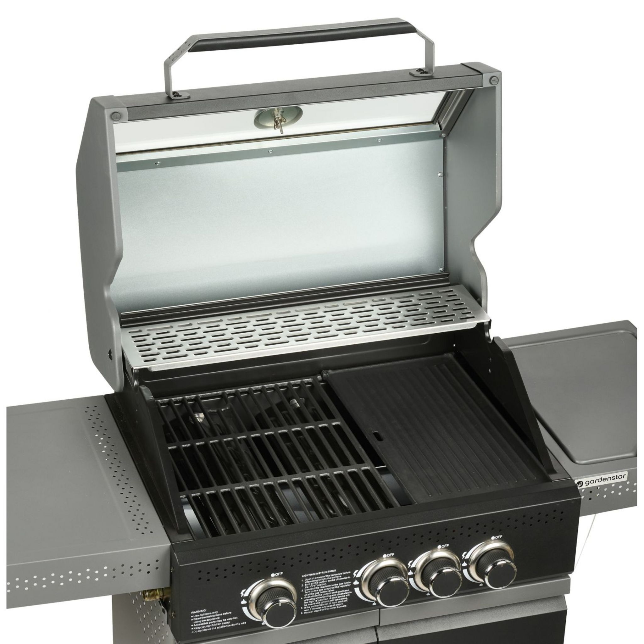 Voir la diapositive 6 : GARDENSTAR GDS Barbecue gaz - 3 bruleurs -  4 roues