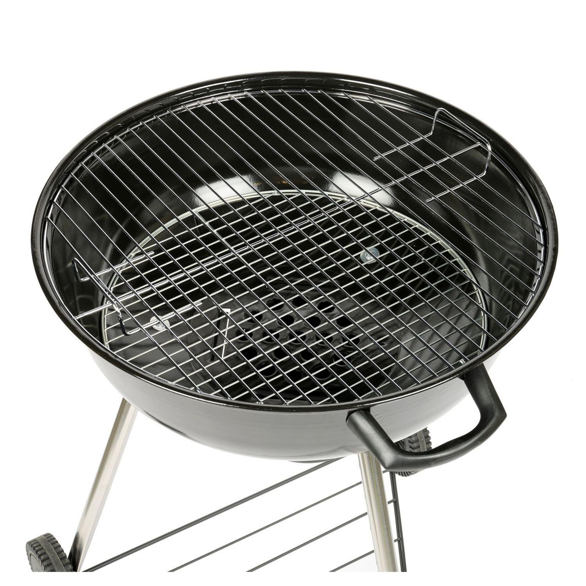 Voir la diapositive 3 : GARDENSTAR Barbecue charbon de bois en acier D55 cm avec couvercle