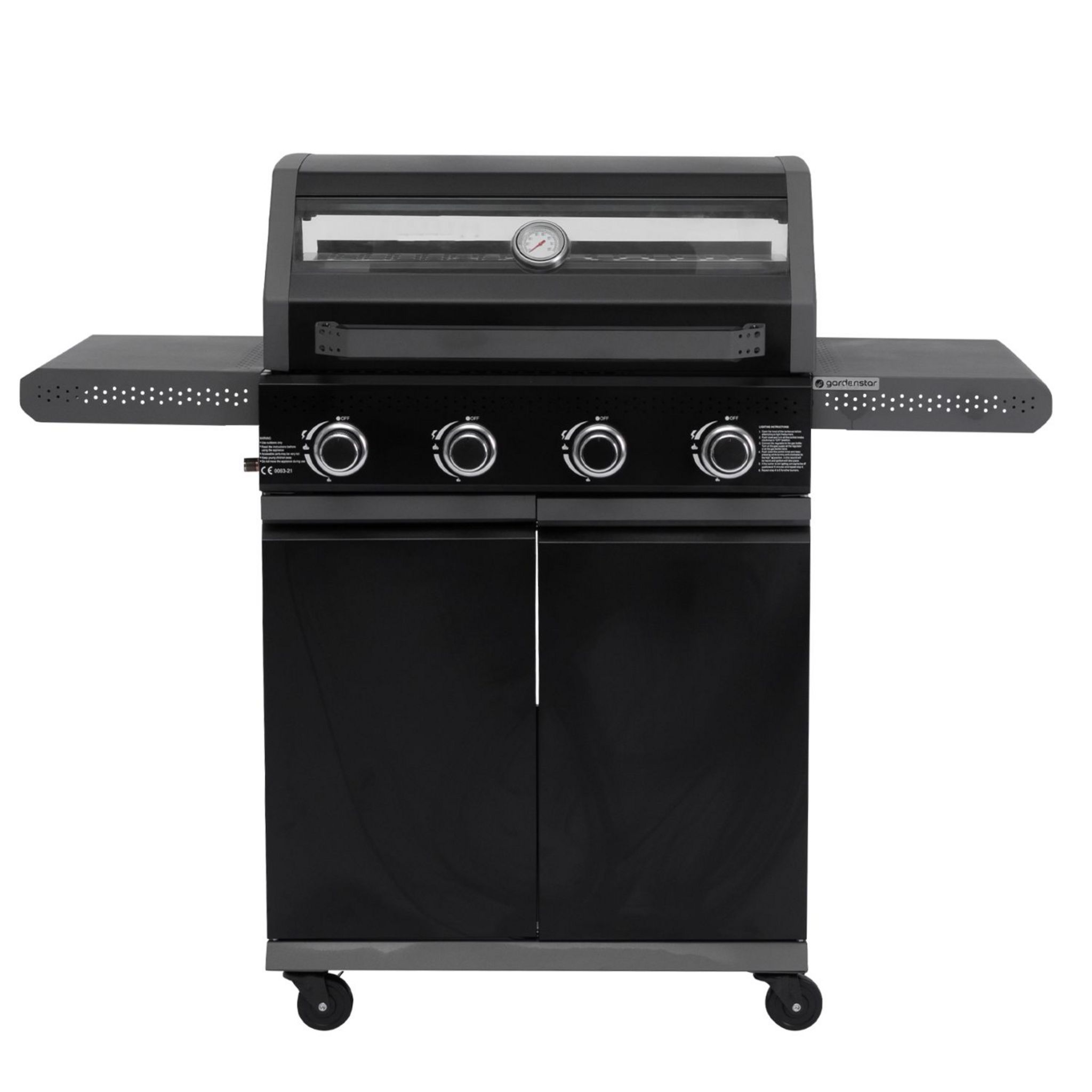 GARDENSTAR Barbecue gaz en acier  - 4 bruleurs - 4 roues